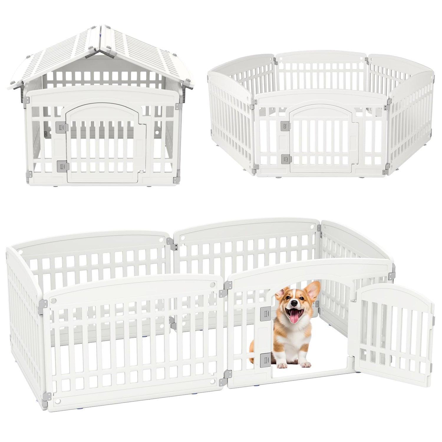 6-Panel 60cm Plastic Dog Playpen for Medium and Small Dogs