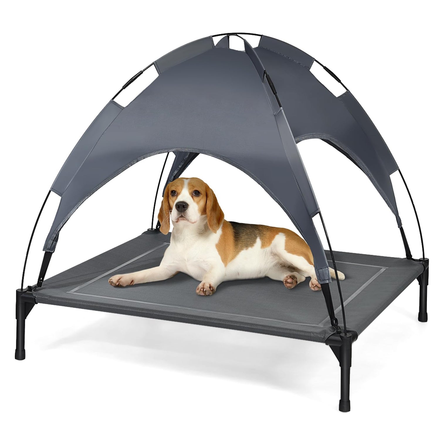 GYMAX Elevated Dog Bed with Removable Canopy