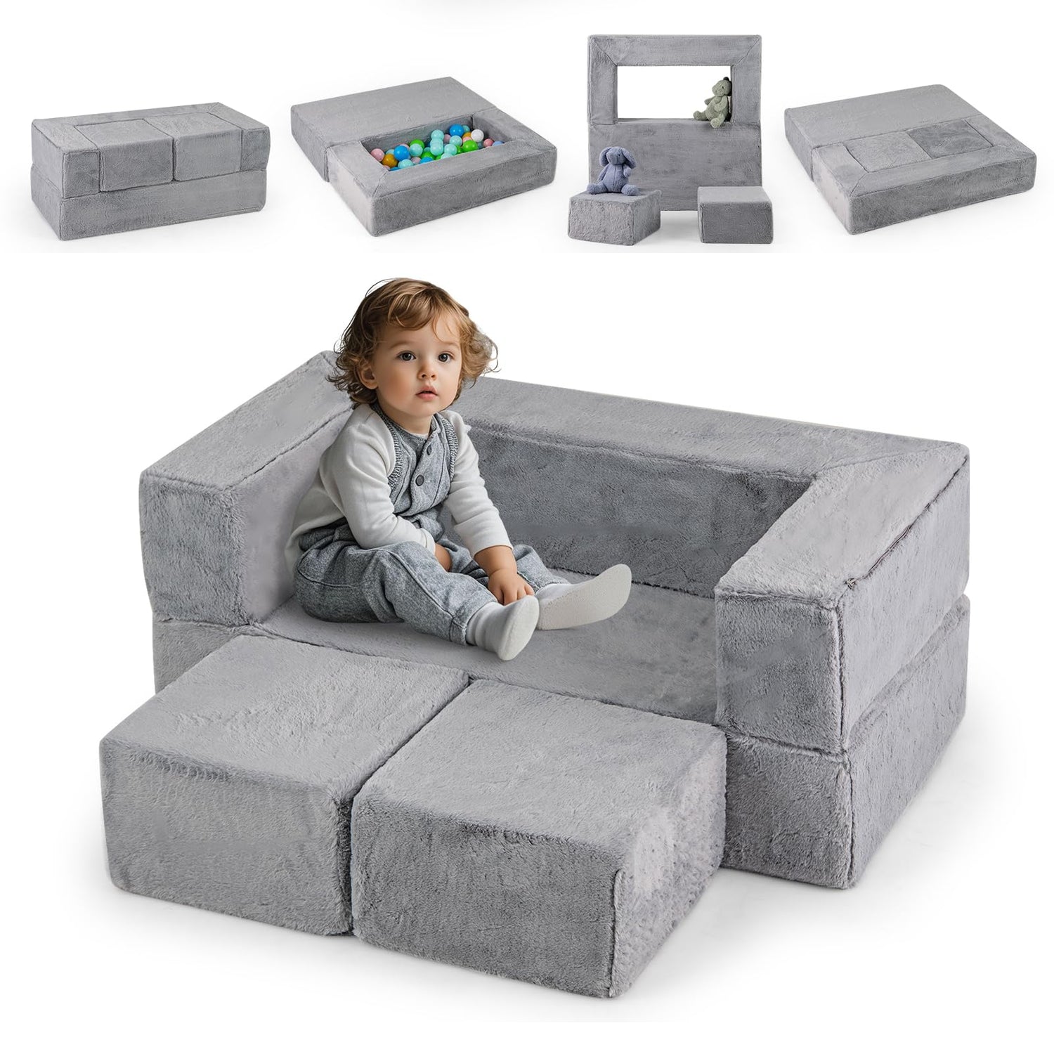 Modular Kids Sofa Childrens Fold Out Couch High Chair with Armrests