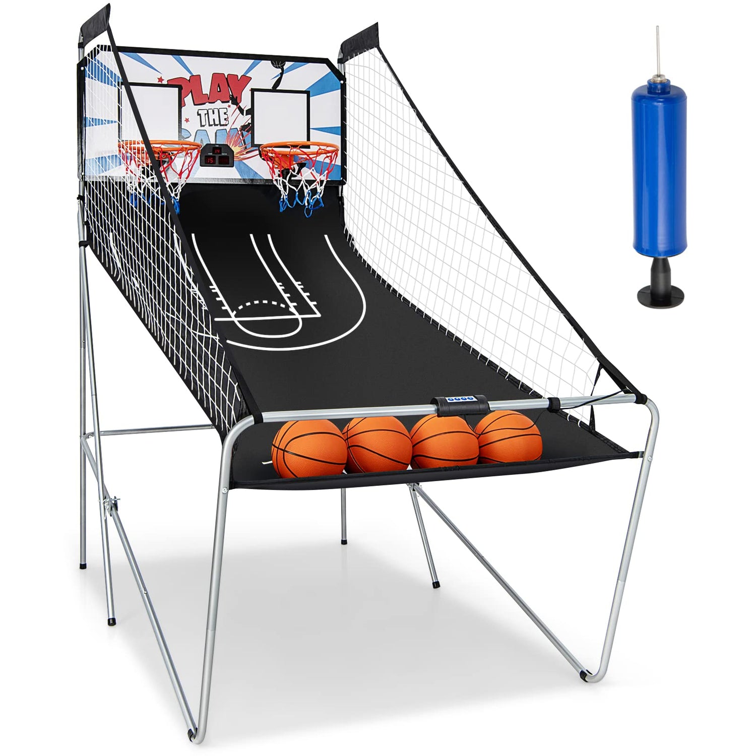 GYMAX Basketball Arcade Game, Foldable Basketball Game with 8 Game Modes