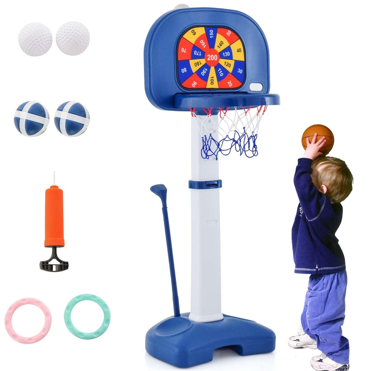 GYMAX 4 in 1 Kids Basketball Hoop Set