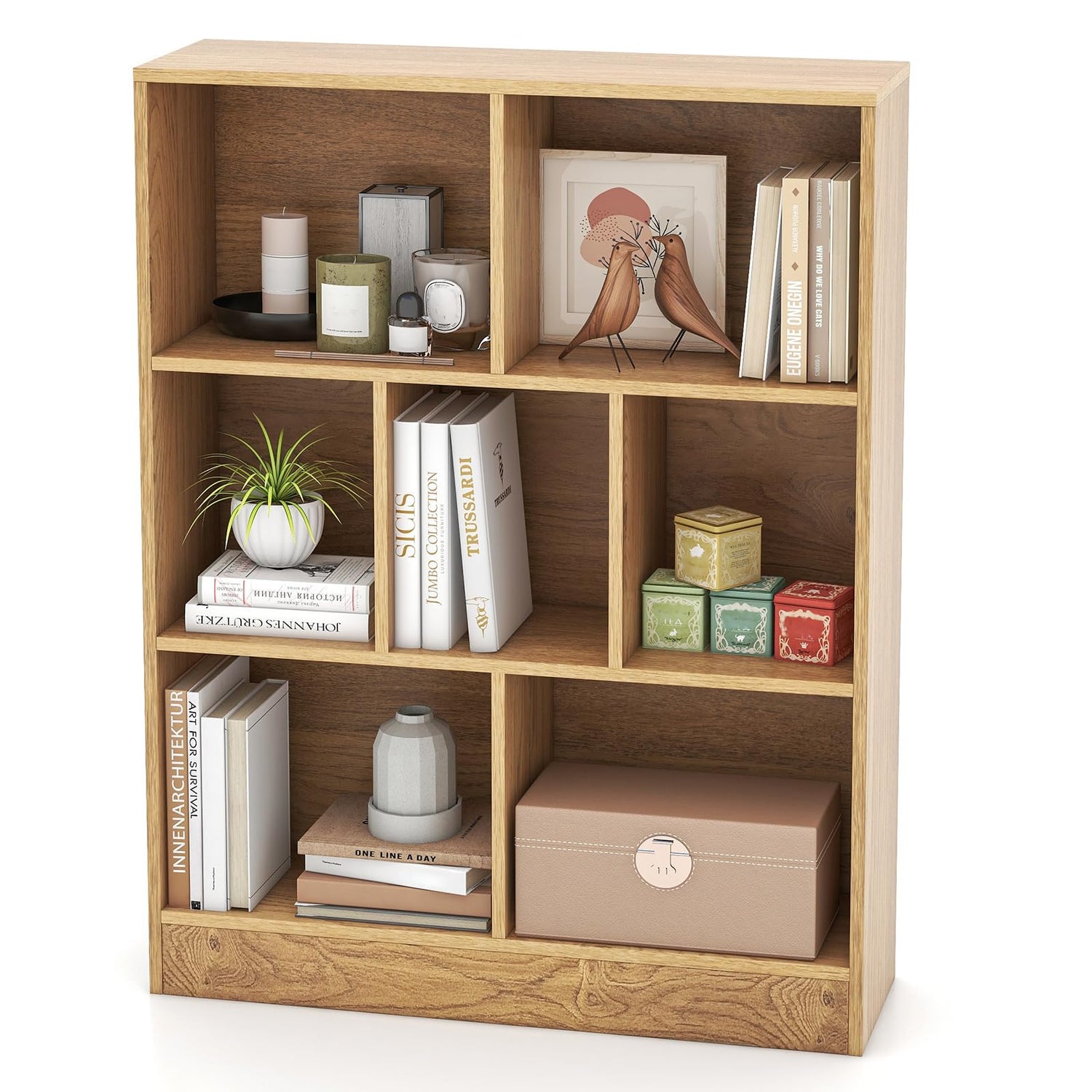 GYMAX 3-Tier Children Bookshelf with 2 Anti-Tipping Kits