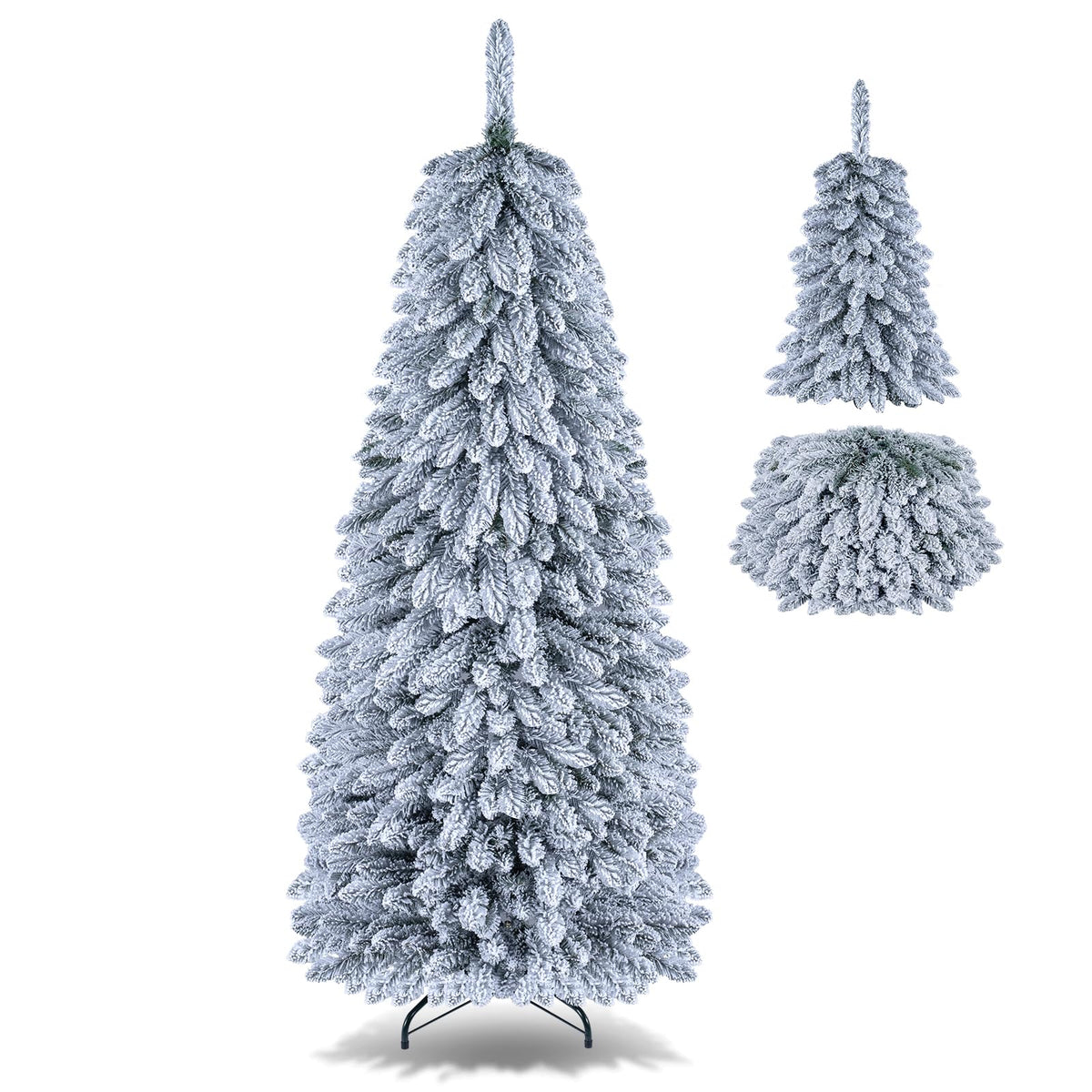 6FT Pop up Artificial Christmas Tree, Snow Flocked Xmas Tree