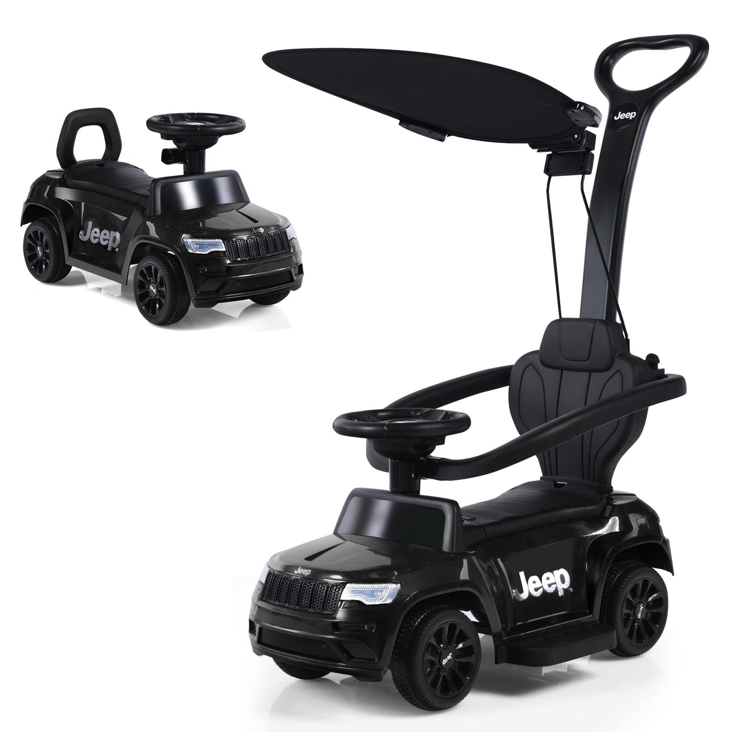 GYMAX 3 in 1 Ride on Push Car, Kids Push Along Car with Handle