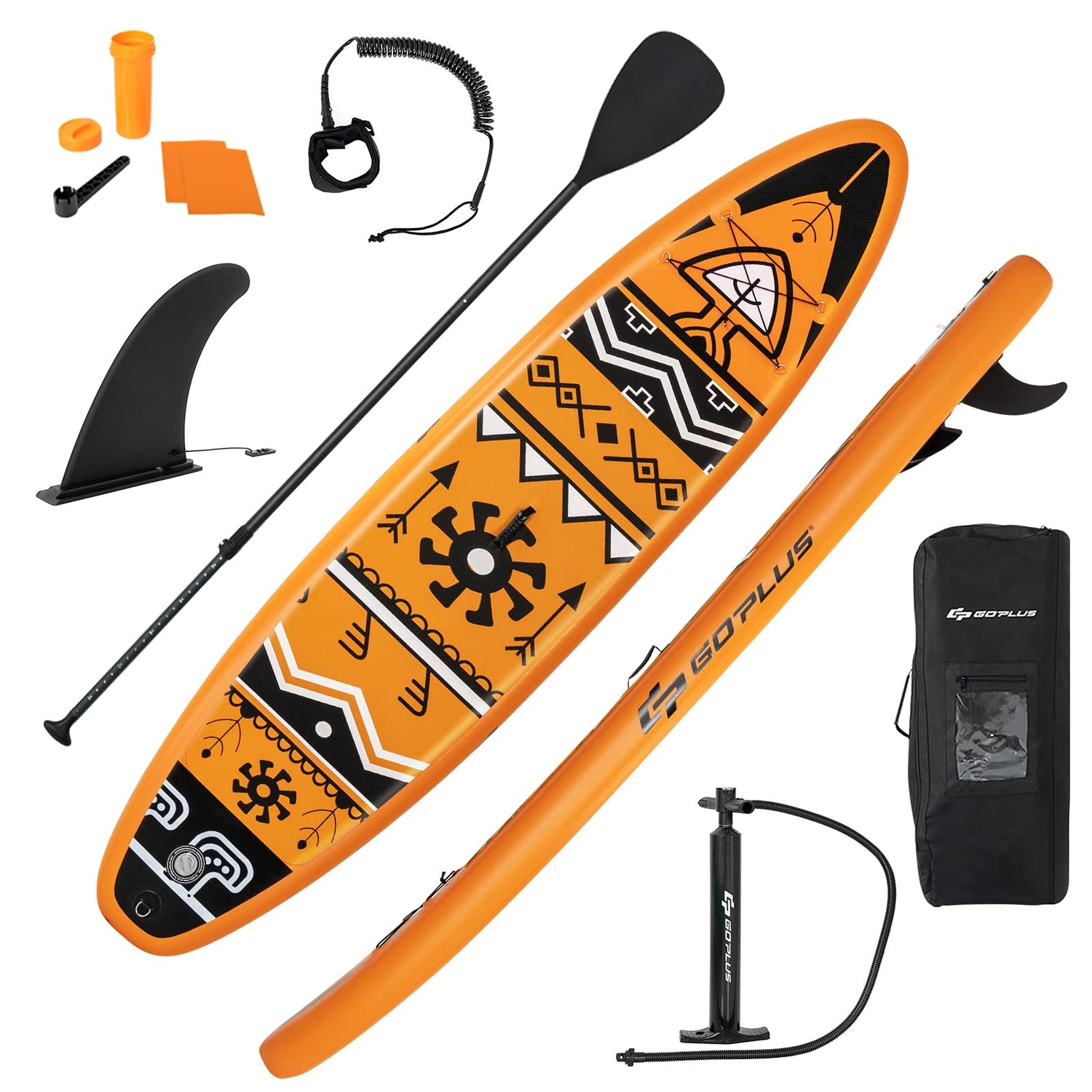 GYMAX Inflatable Paddle Board, 6" Thick Stand Up SUP Paddleboards with Non-Slip Deck, 335 x 76 x 15cm