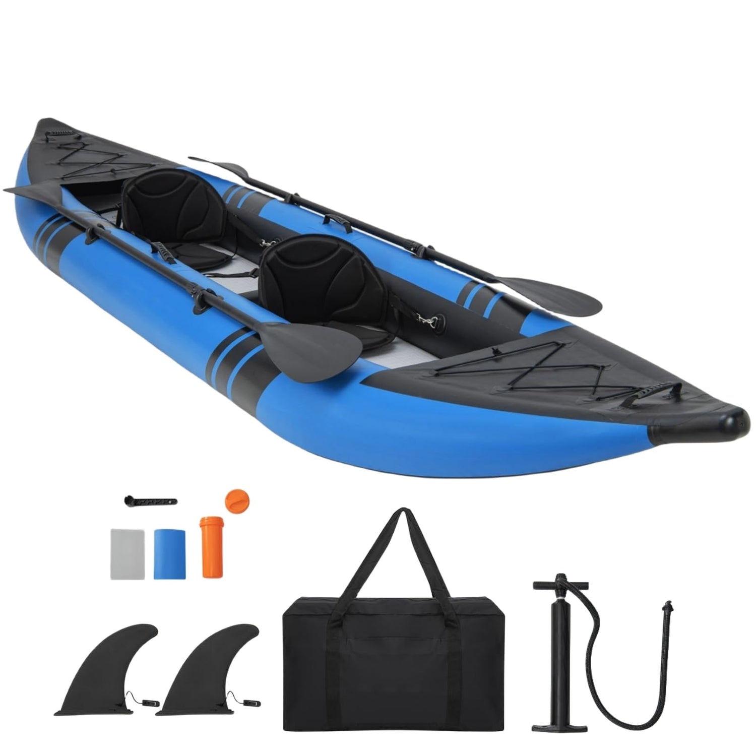 GYMAX 2-Person Inflatable Boat with Aluminum Oars