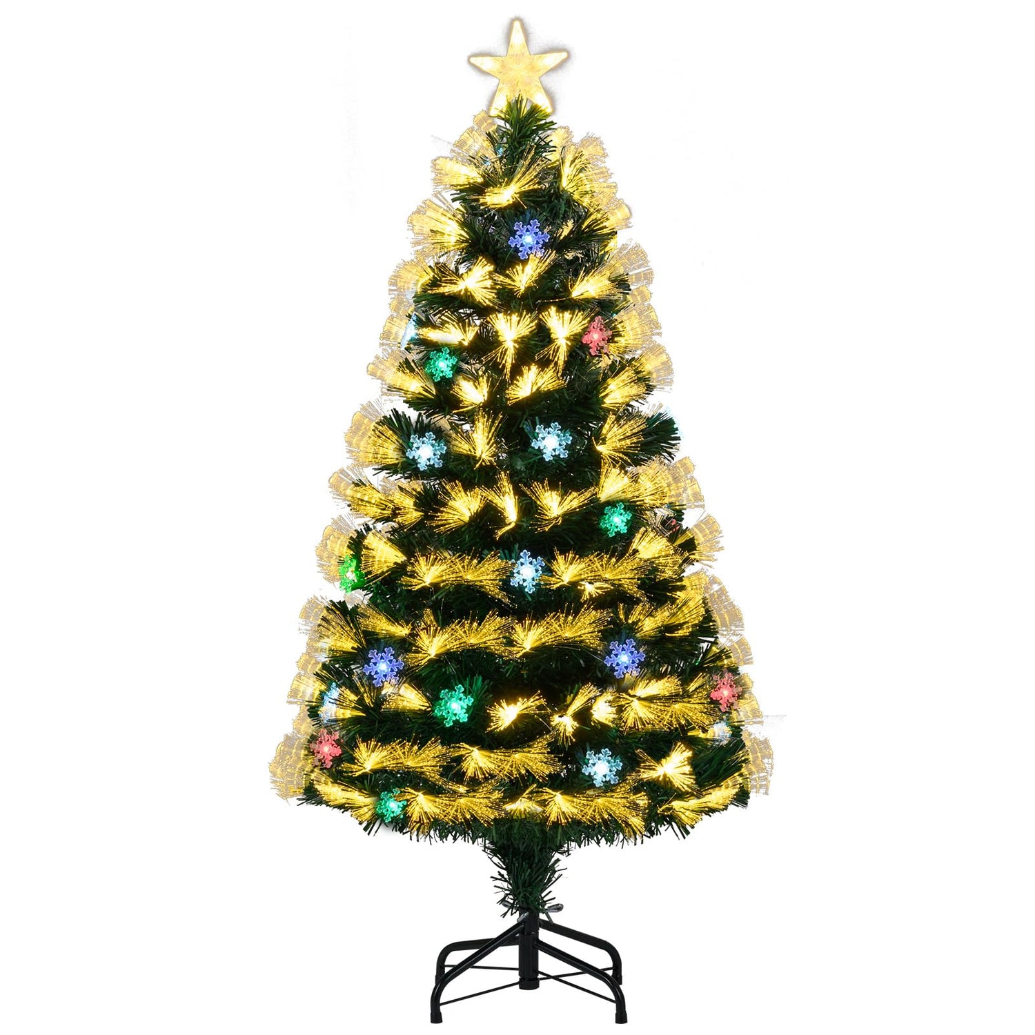 4FT/5FT Fiber Optic Christmas Tree, Pre-lit Artificial Xmas Tree with 130/170 Branch Tips