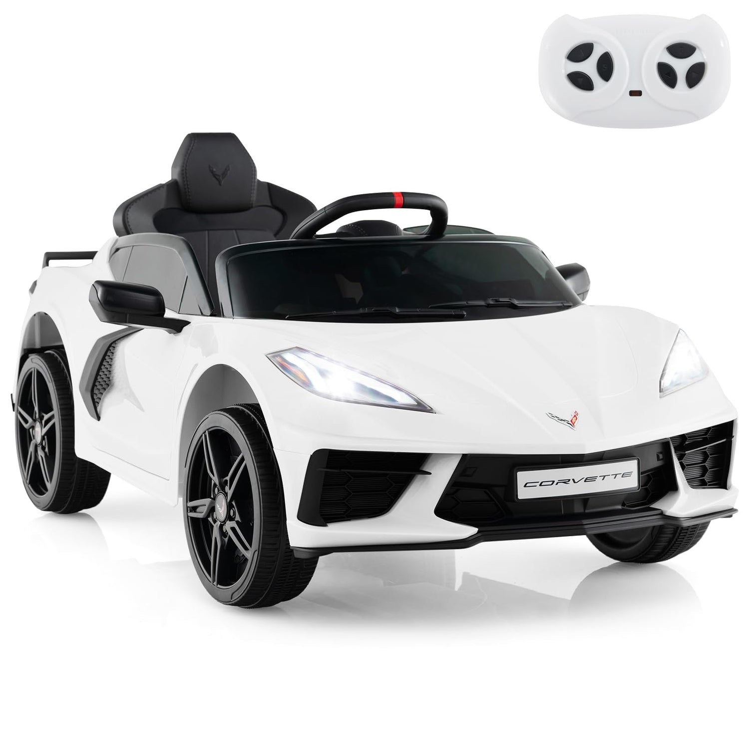 GYMAX Kids Ride on Car, 12V Licensed Chevrolet Corvette Toy Car with Remote Control