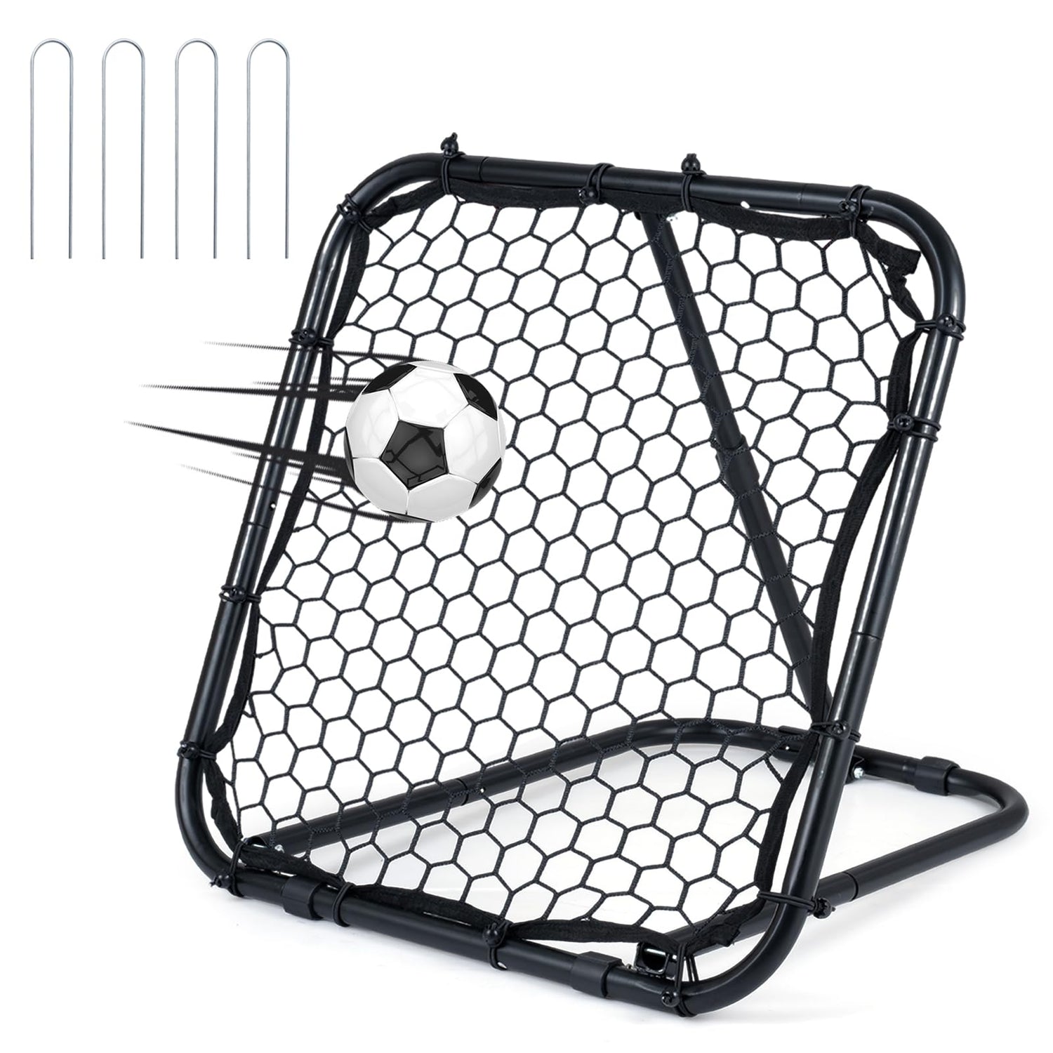 Foldable Football Rebounder Net, Football Training Net with Metal Frame, Adjustable Soccer Target Goal