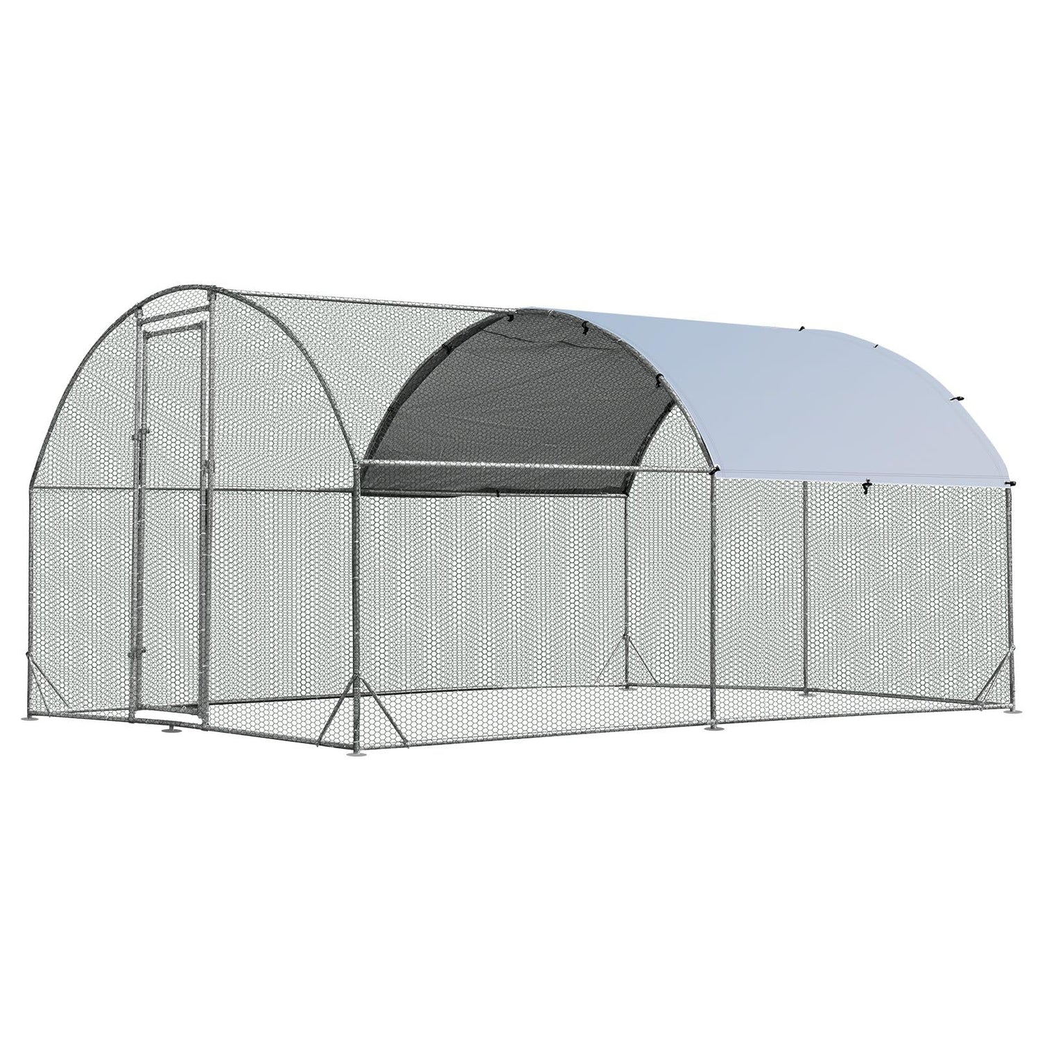 GYMAX Walk In Chicken Coop, Large Round-Shaped Hen Poultry House with Waterproof and Sun Protection Cover (Round-Shaped, 280 x 380 x 195cm)