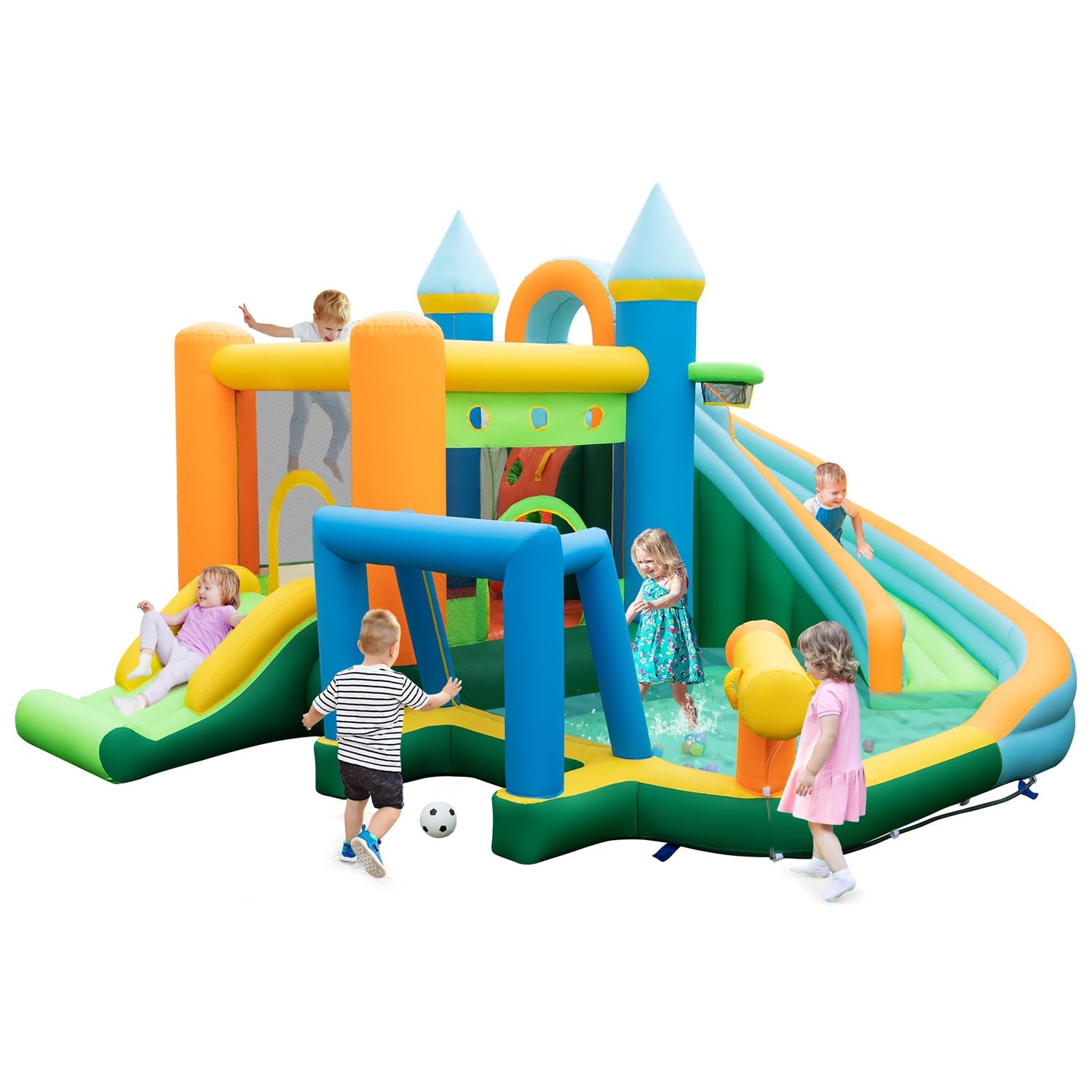 GYMAX Inflatable Water Park with 2 Slides