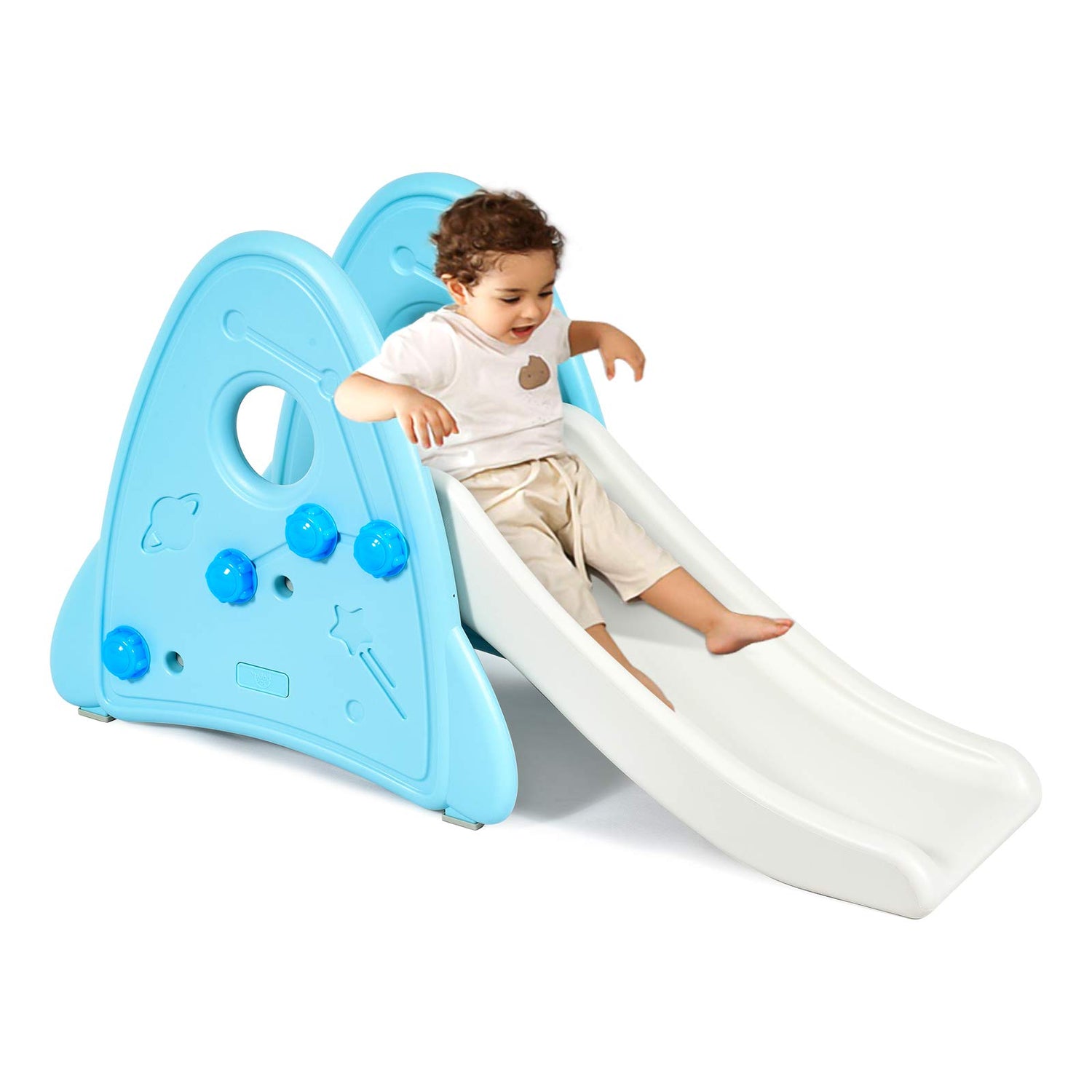 GYMAX Kids Freestanding Slide, Toddler Detachable First Slides, Climbing Playground Activity Toys for Indoor & Outdoor (Blue)