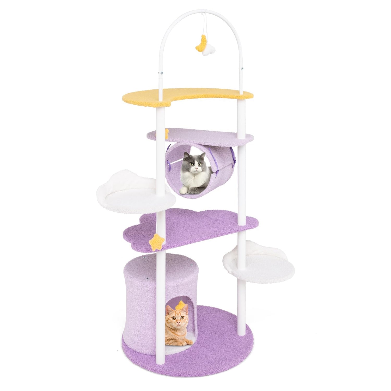 GYMAX Cat Tree, 158cm Multi-Level Large Cat Tower with Metal Frame
