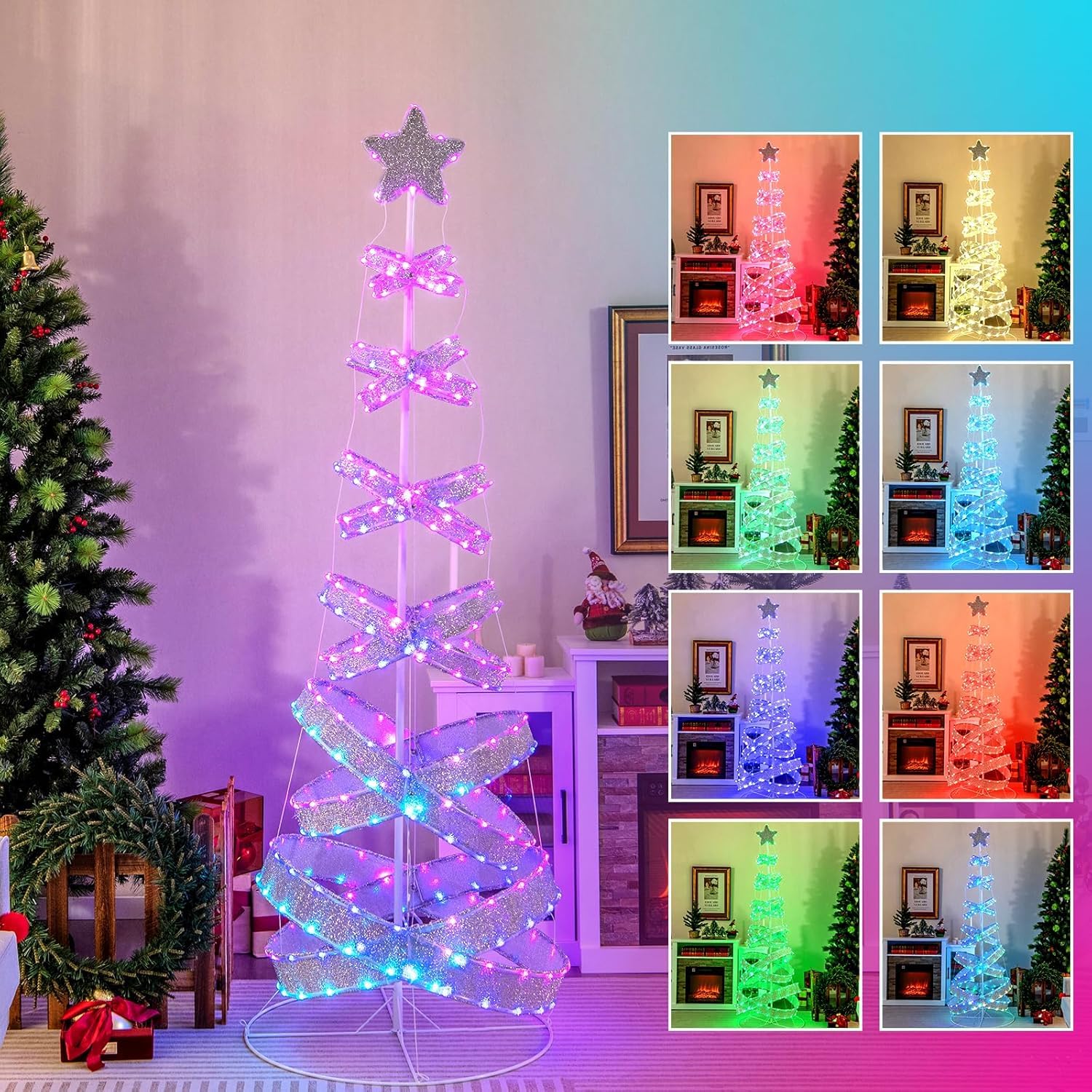 GYMAX 7FT Pre-Lit Christmas Tree