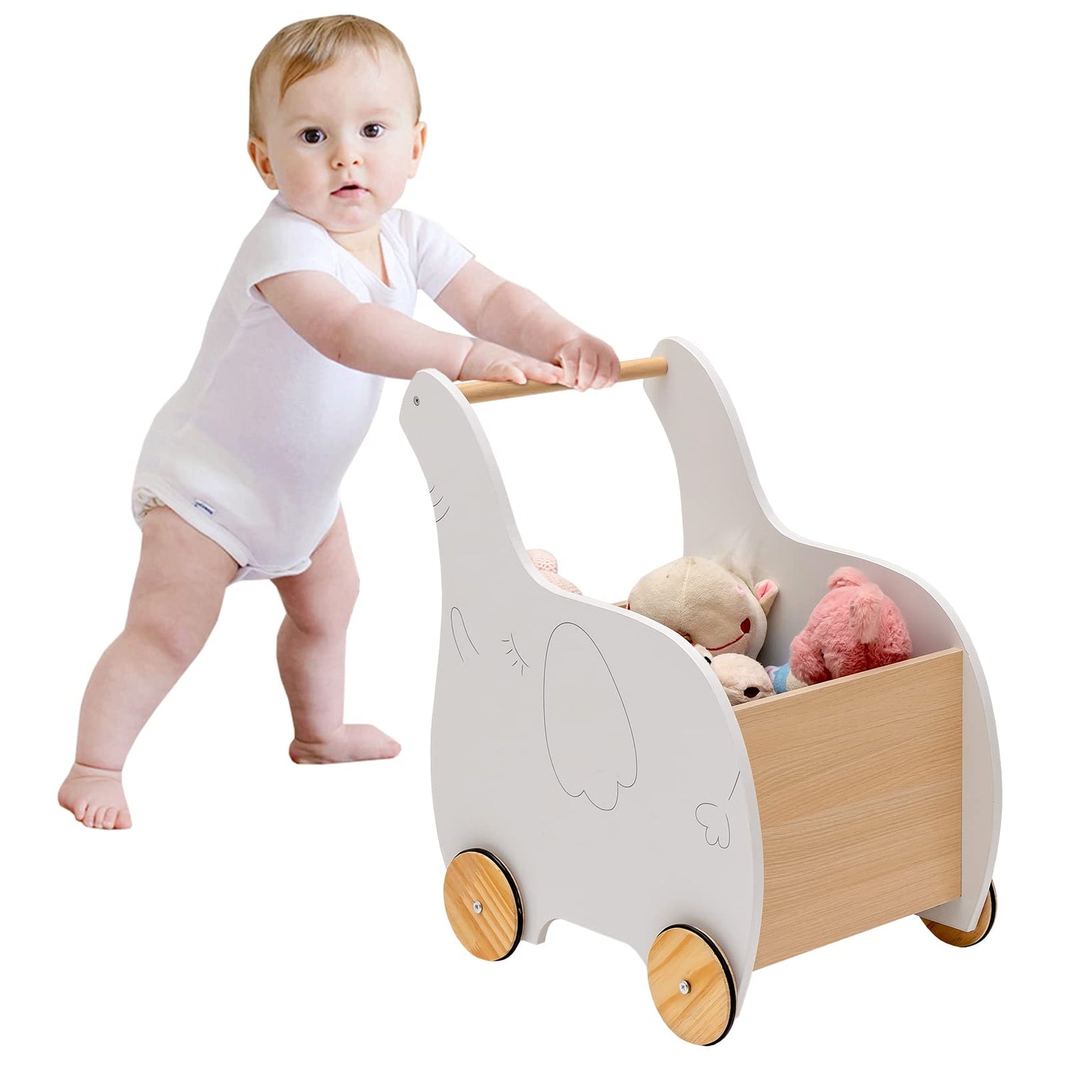 GYMAX Wooden Baby Learning Walker