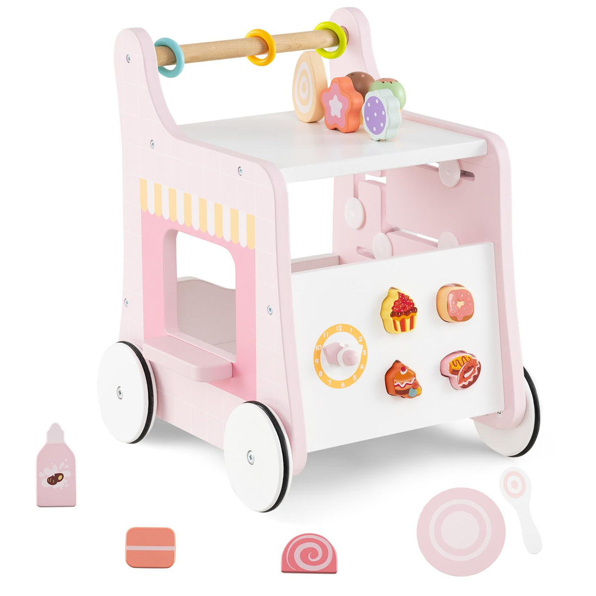 Multifunctional Ice Cream Cart Toy with Sweet Accessories and Smooth Wheels