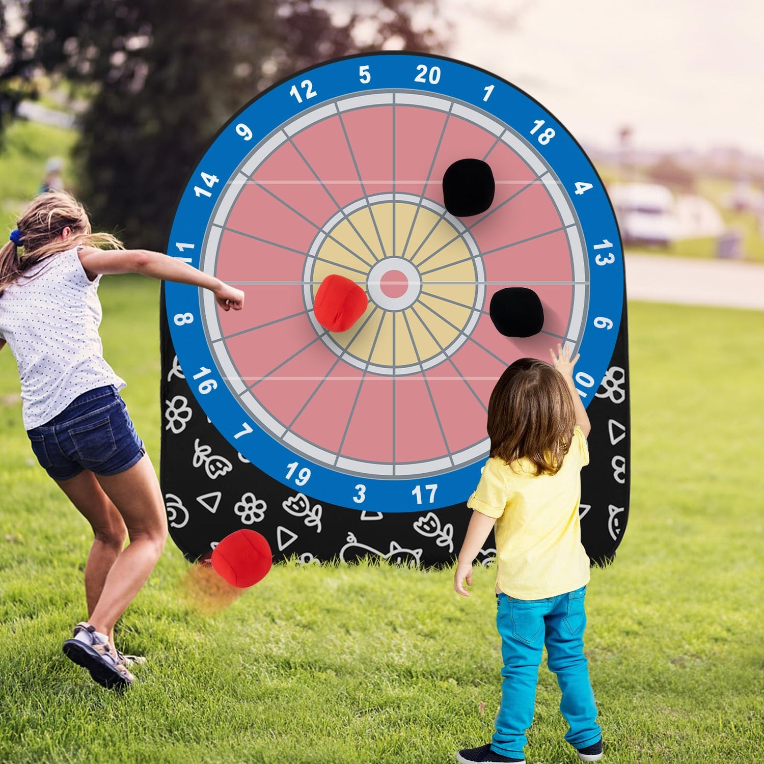 GYMAX Giant Kick Darts Game with 4 Soccer Balls