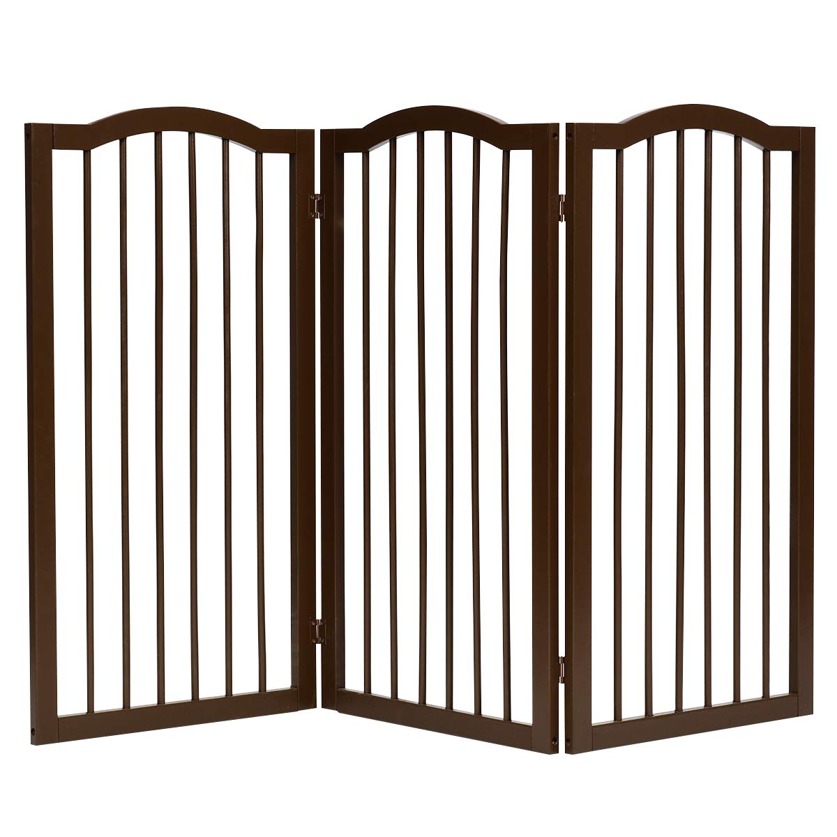 GYMAX Foldable 3 Panels Stair Gate with Arched Top