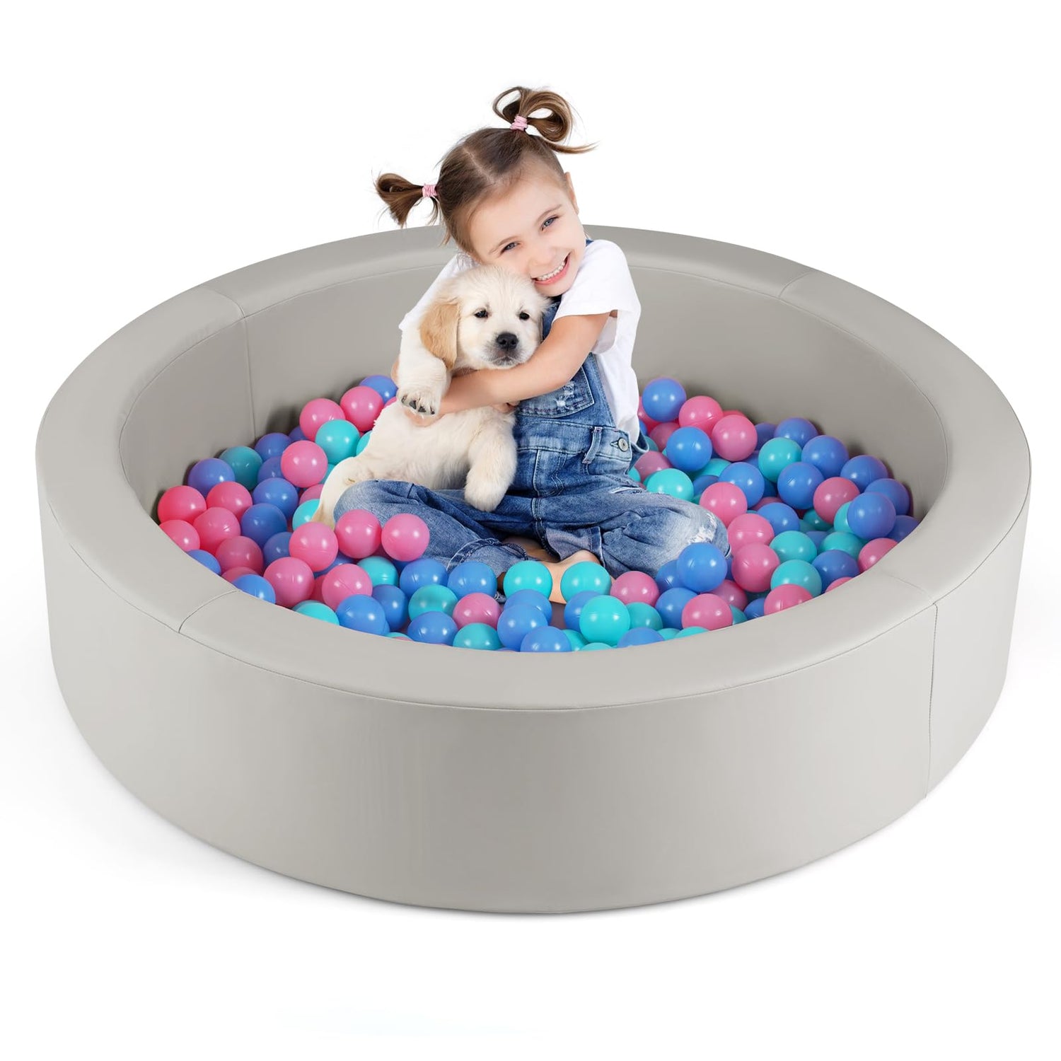 105 x 24cm Round Foam Balls Pool with Removable PU Cover