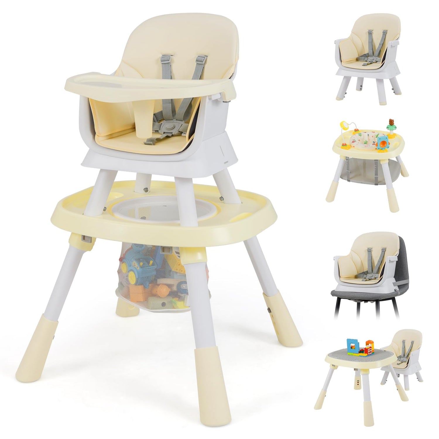 16-in-1 Convertible Baby High Chair with Removable Tray and 5-Point Harness
