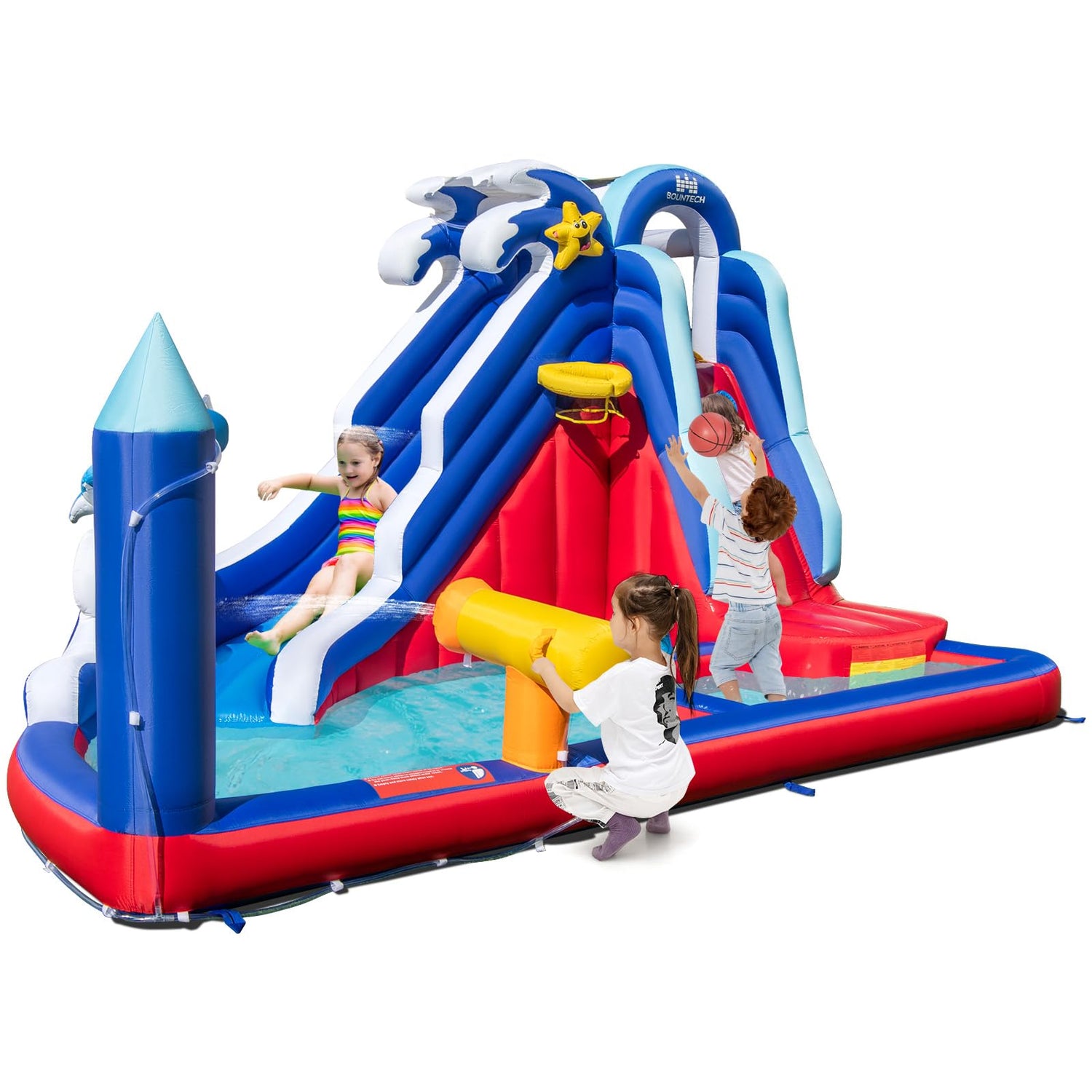GYMAX 6 in 1 Inflatable Water Park with Slide