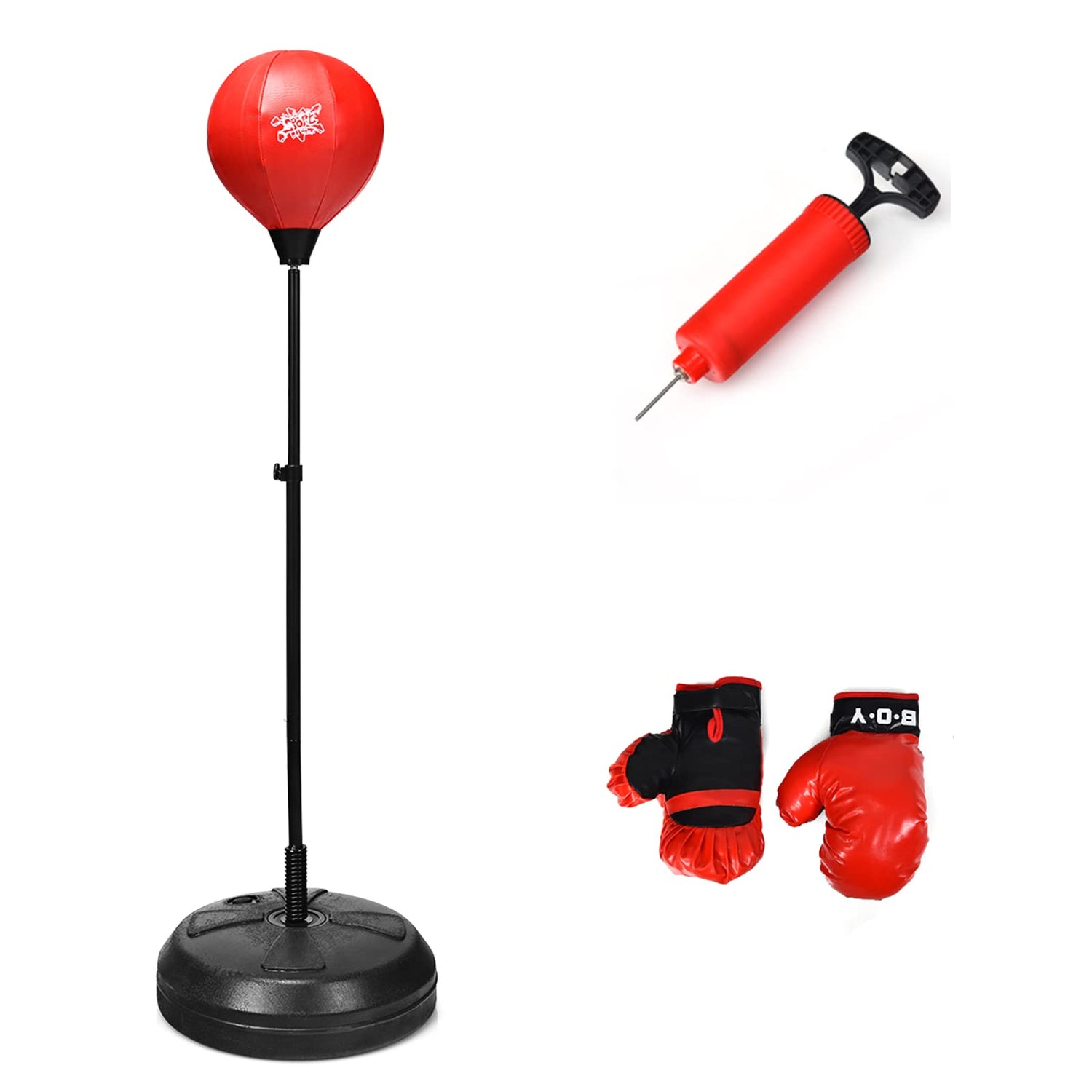 GYMAX Punching Ball, Inflatable Free Standing Boxing Ball with Boxing Gloves