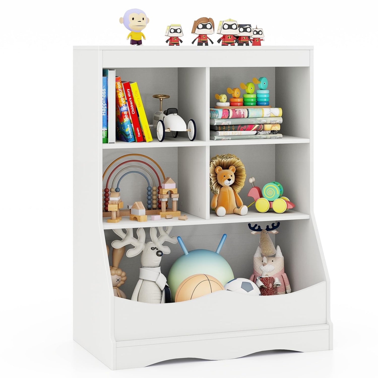 GYMAX Kids Bookshelf and Toy Organizer
