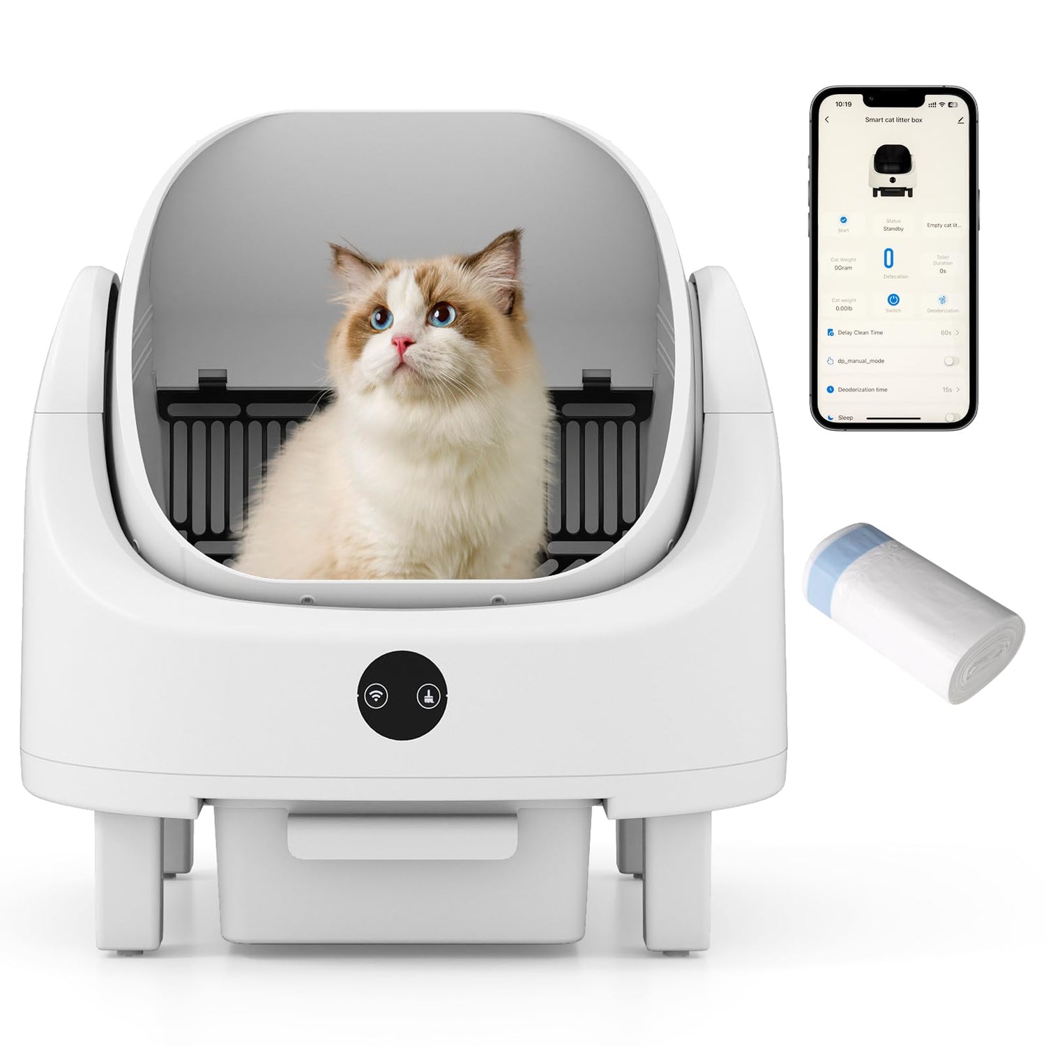 Self-Cleaning Cat Litter Box, Open-Top Electric Automatic Cat Toilet with APP Control
