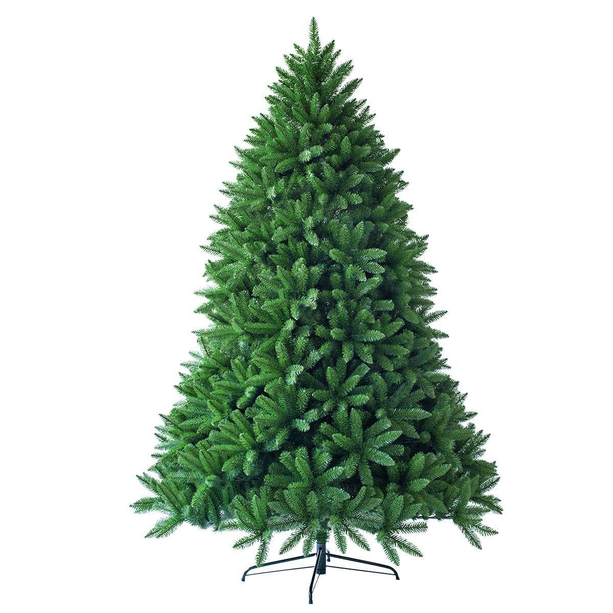 Unlit Artificial Christmas Tree with Easy-Assembly Hinges and Foldable Metal Stand for Holiday Party Decoration