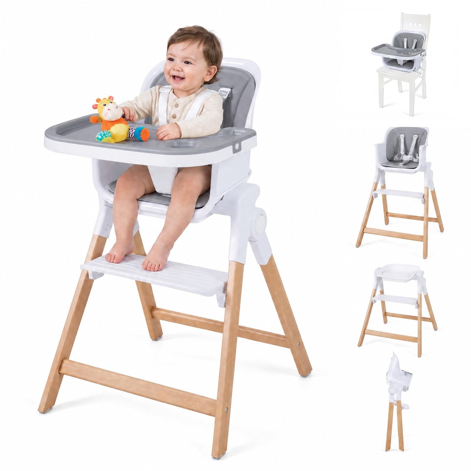 4 in 1 Baby High Chair, Convertible Toddler Feeding Chair