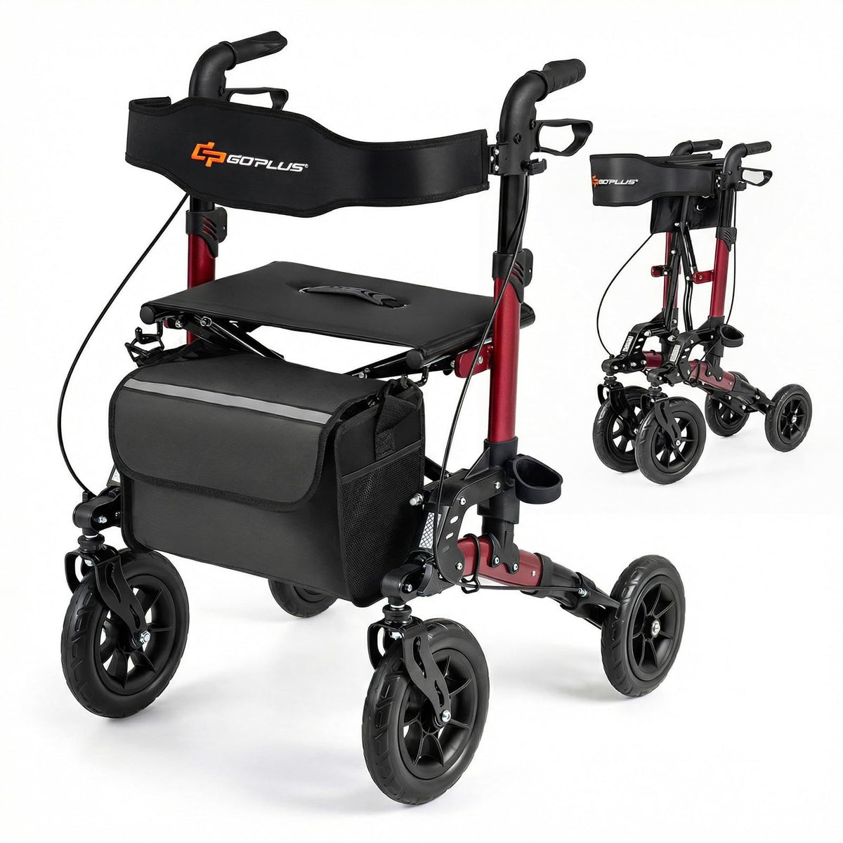 Folding Rollator, Height Adjustable Rolling Walker