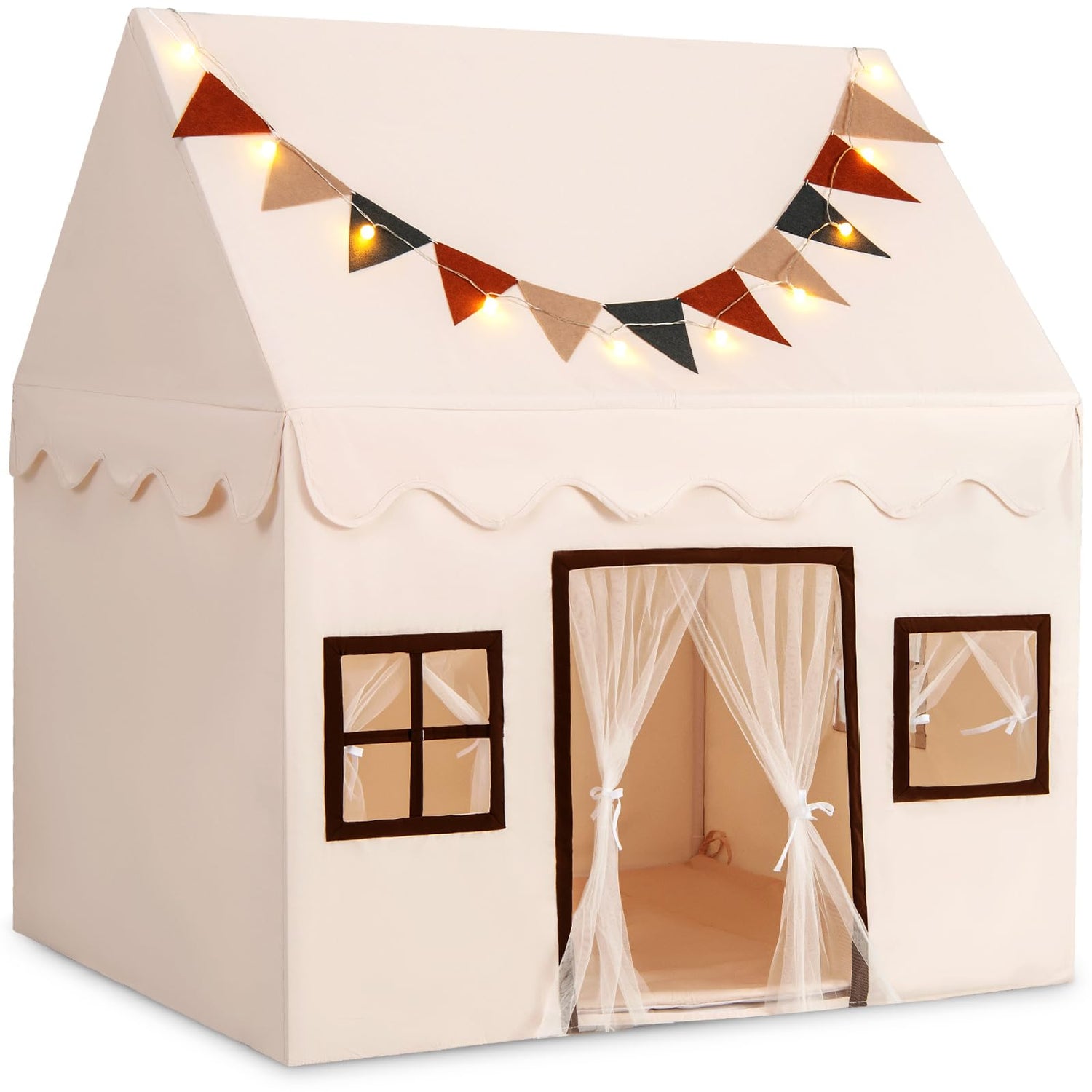 GYMAX Large Kids Tent, Children Playhouse with Padded Mat