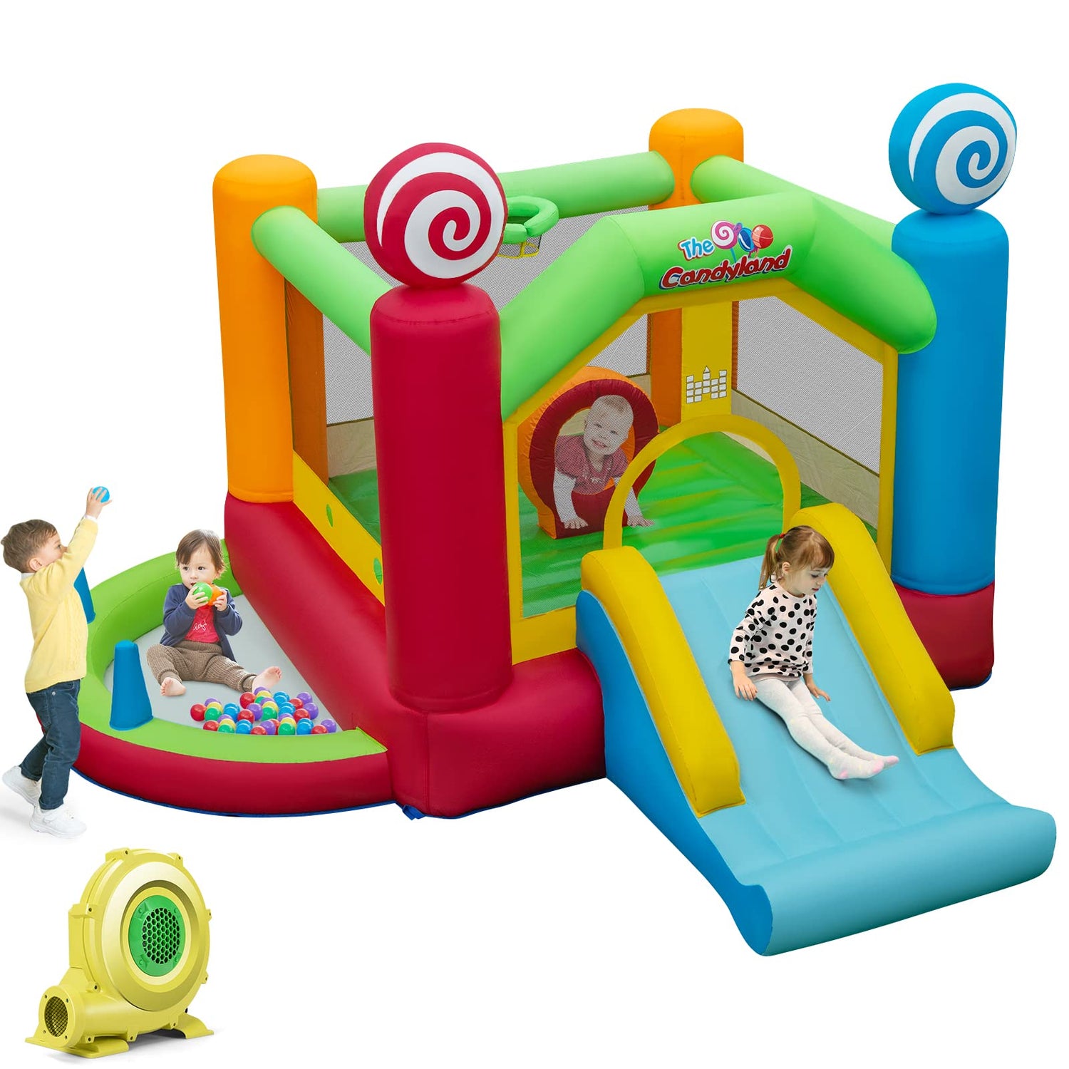 GYMAX Kids 5 in 1 Inflatable Jumping House with Slide