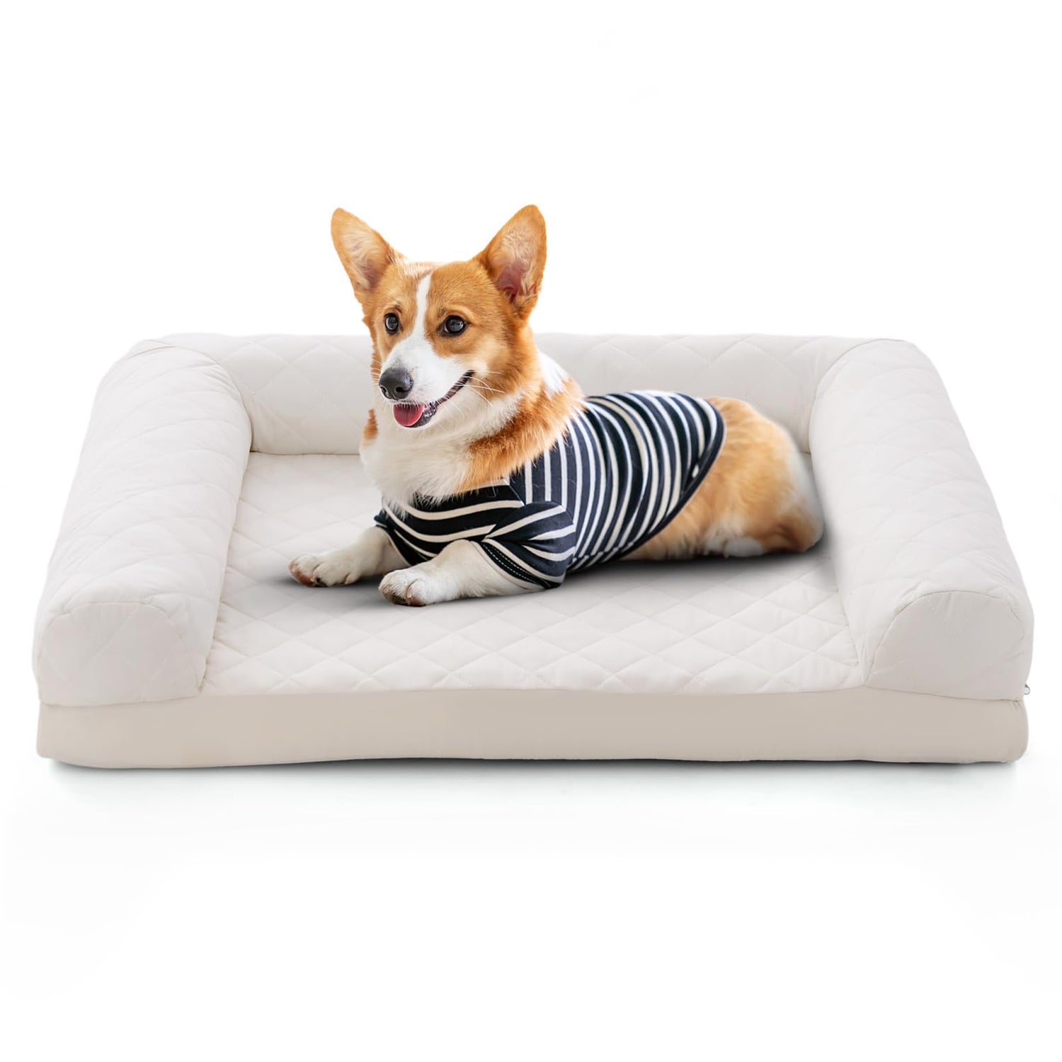 GYMAX Orthopedic Dog Bed, Egg-Foam Pet Sofa Couch Bed with 3-Side Bolster, Removable Washable Cover