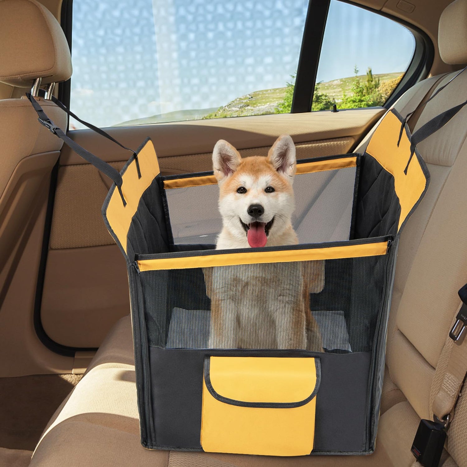 GYMAX Dog Car Seat Cover, Dog Car Hammock with Side Protection