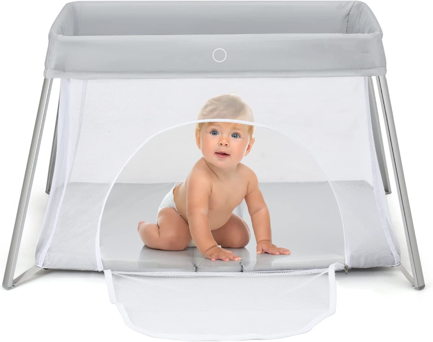 GYMAX Baby Travel Cot 2 in 1 Portable Playpen Crib