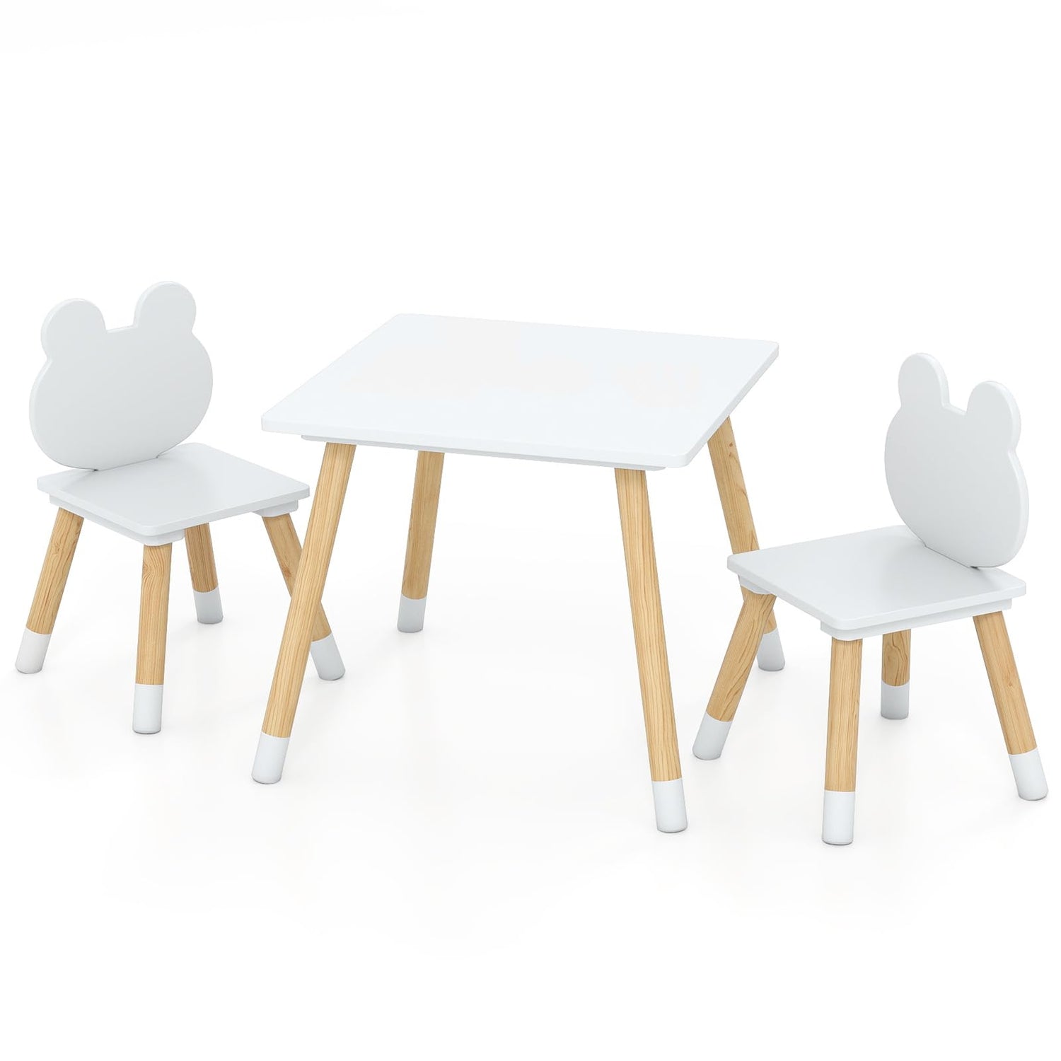 Children Activity Table with 2 Chairs and Pine Wood Legs