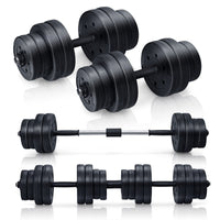 GYMAX 30KG Dumbbells Set, Adjustable Dumbbell Barbell Set with Connecting Rod