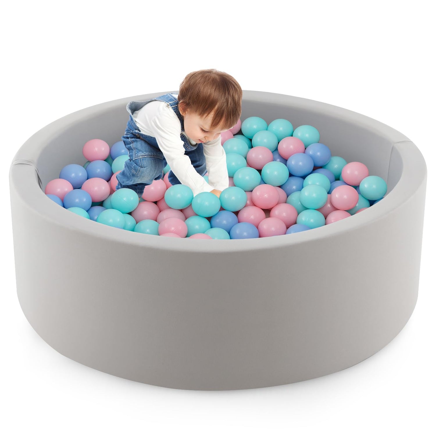 GYMAX Kids Ball Pit, Soft Foam Ball Pool with 200 Ocean Balls