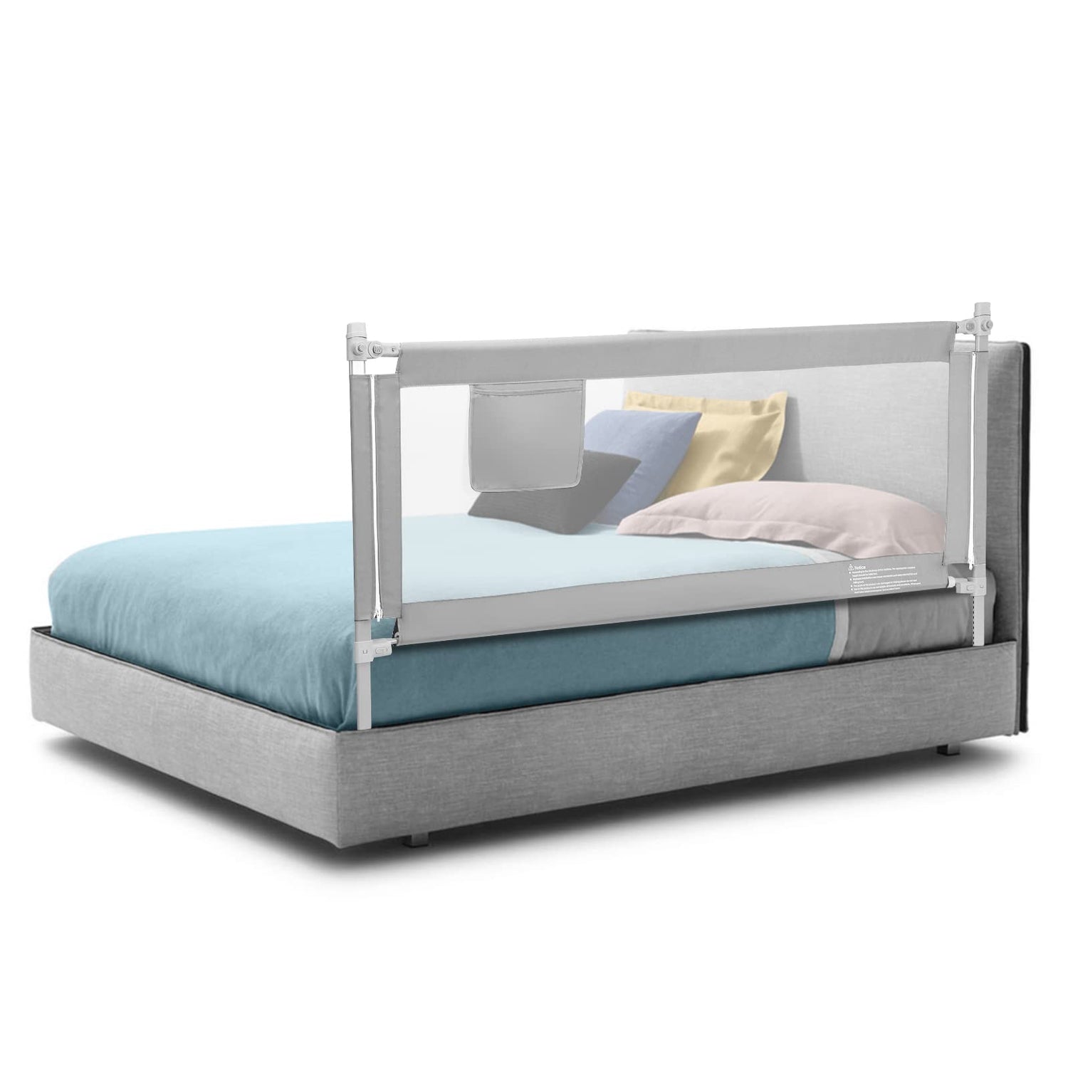 Height Adjustable Toddler Protection Guard with Storage Pocket and Double Safety Lock