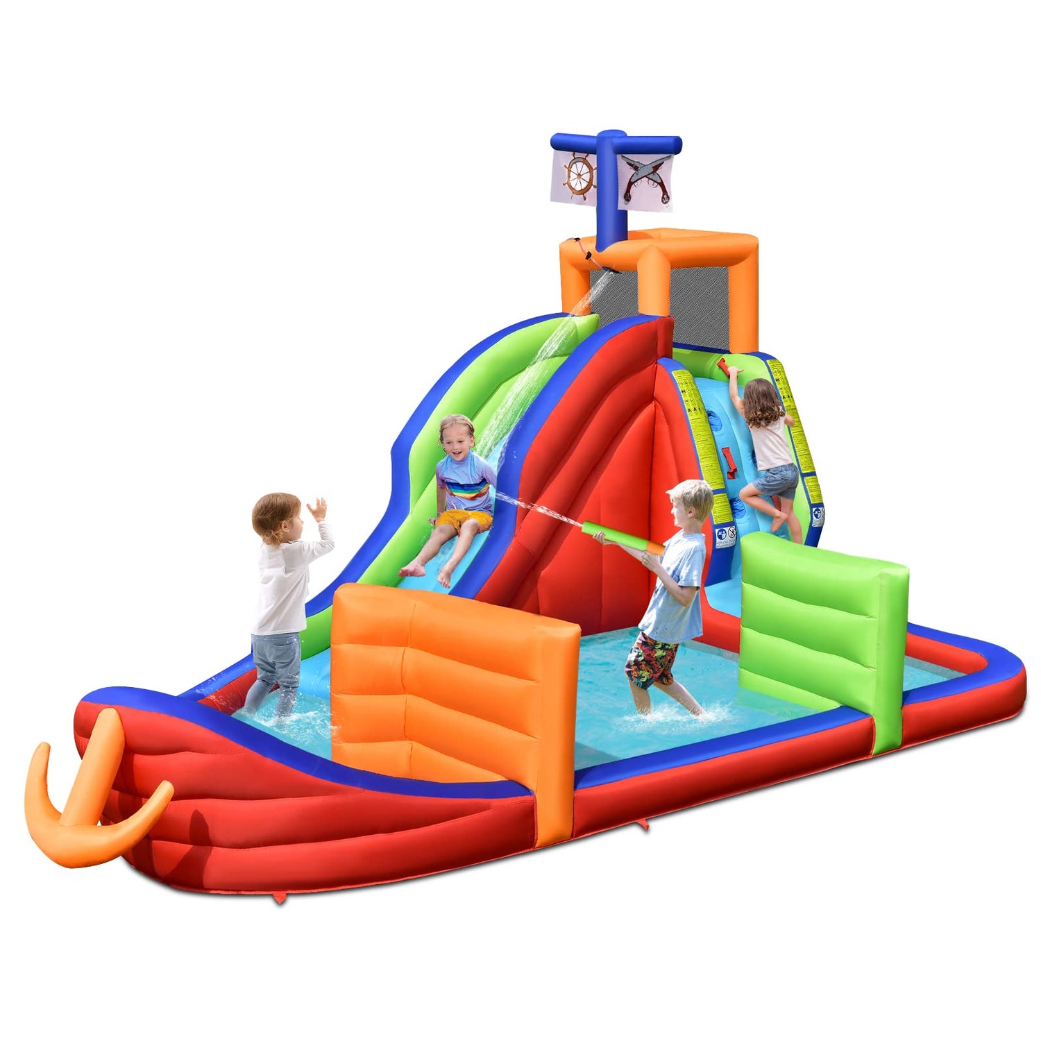 GYMAX 6 in 1 Kids Bouncy House with Slide