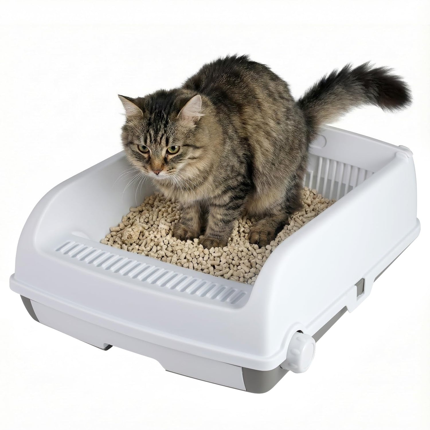 Semi-auto Splash-proof Cat Toilet with Drawer-type Potty Tray