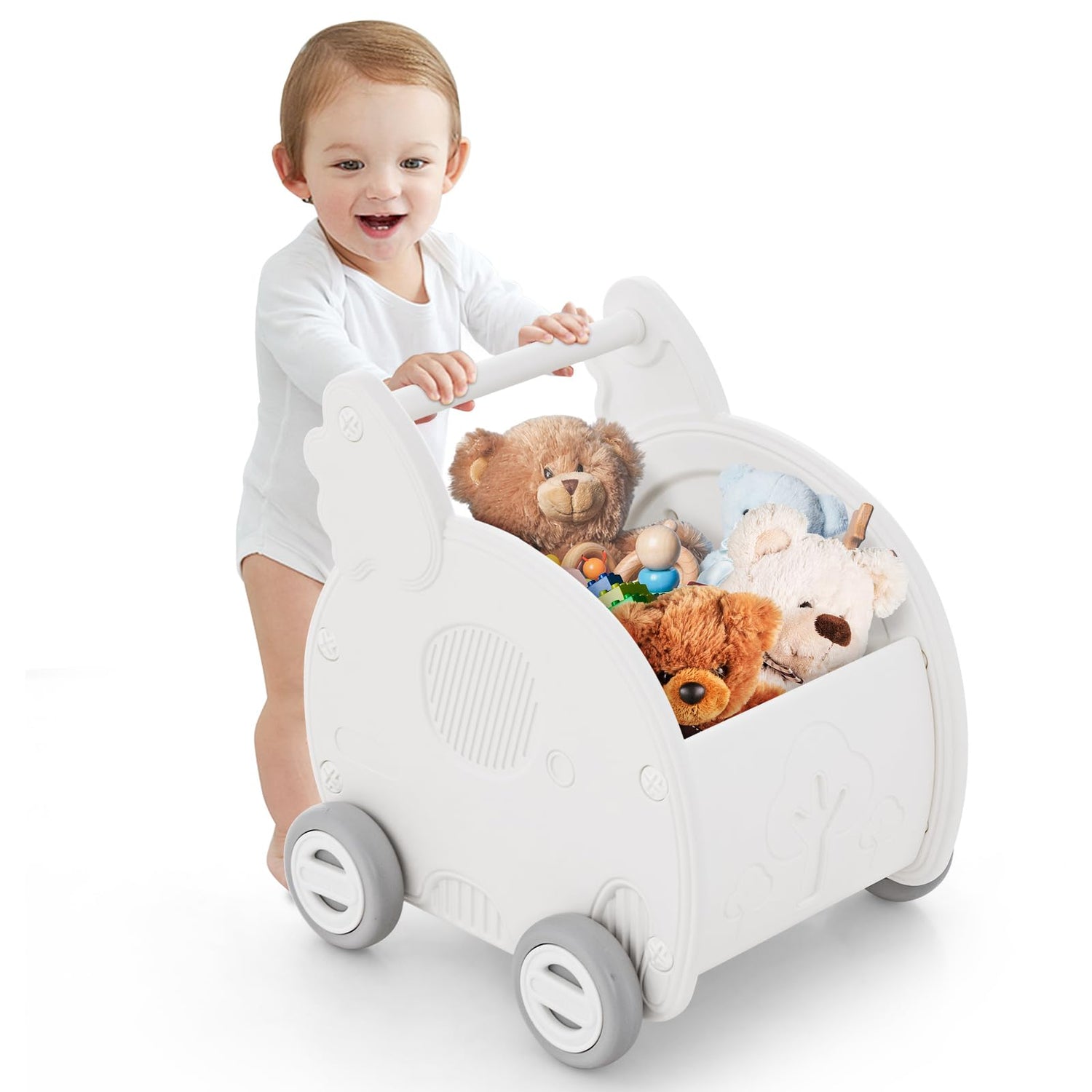 GYMAX Baby Push Walker, 2-in-1 Baby Learning Walker