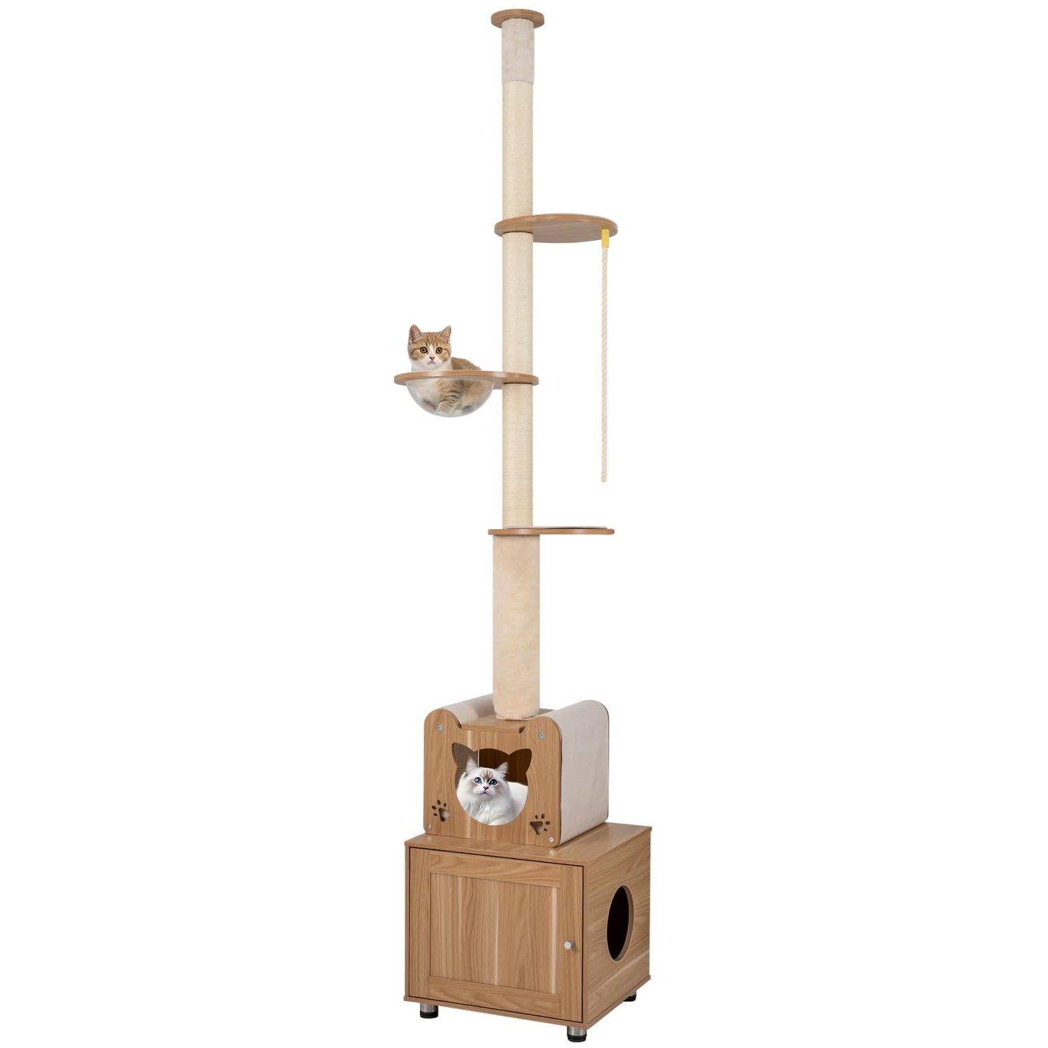 Floor to Ceiling Cat Tree, 256-275 cm Height Adjustable Cat Tower