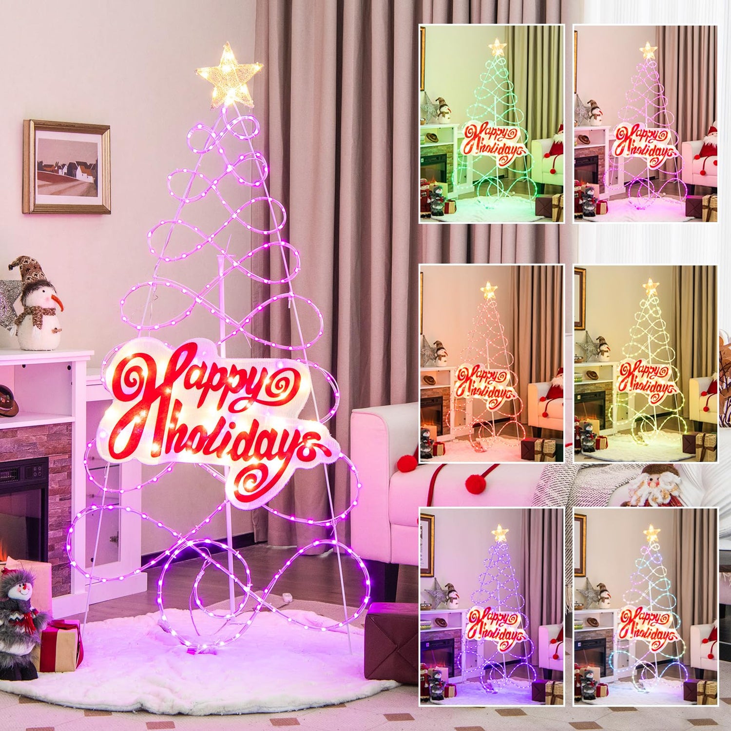 GYMAX Color Changing Christmas Tree