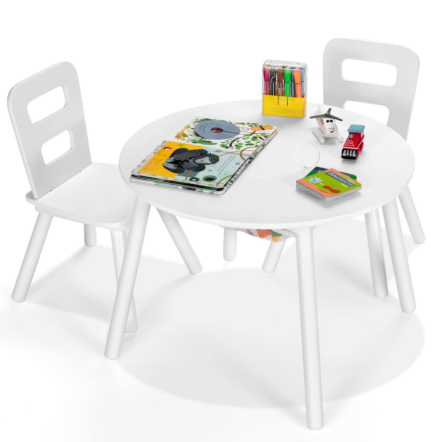 GYMAX Children Table with 2 Chairs