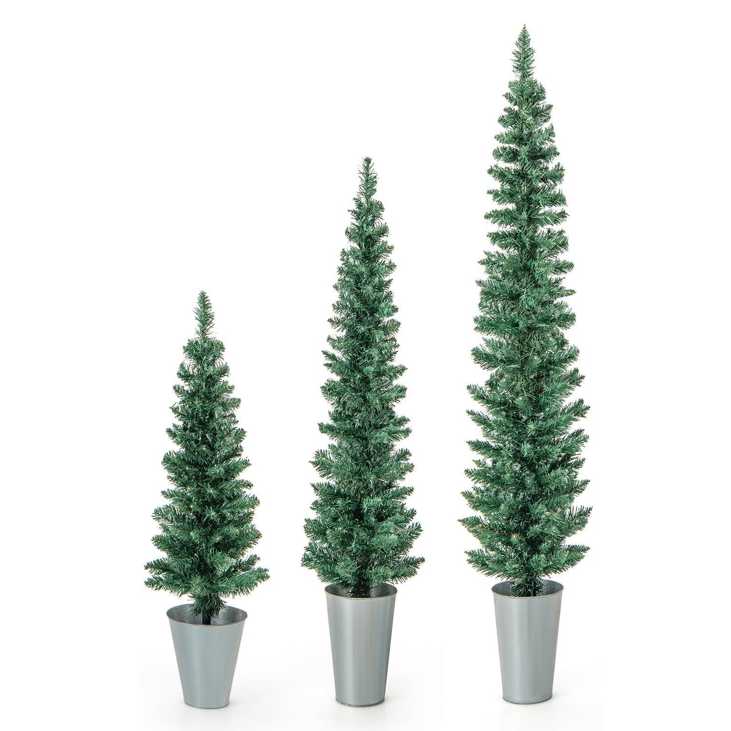 GYMAX Potted Christmas Tree Set of 3