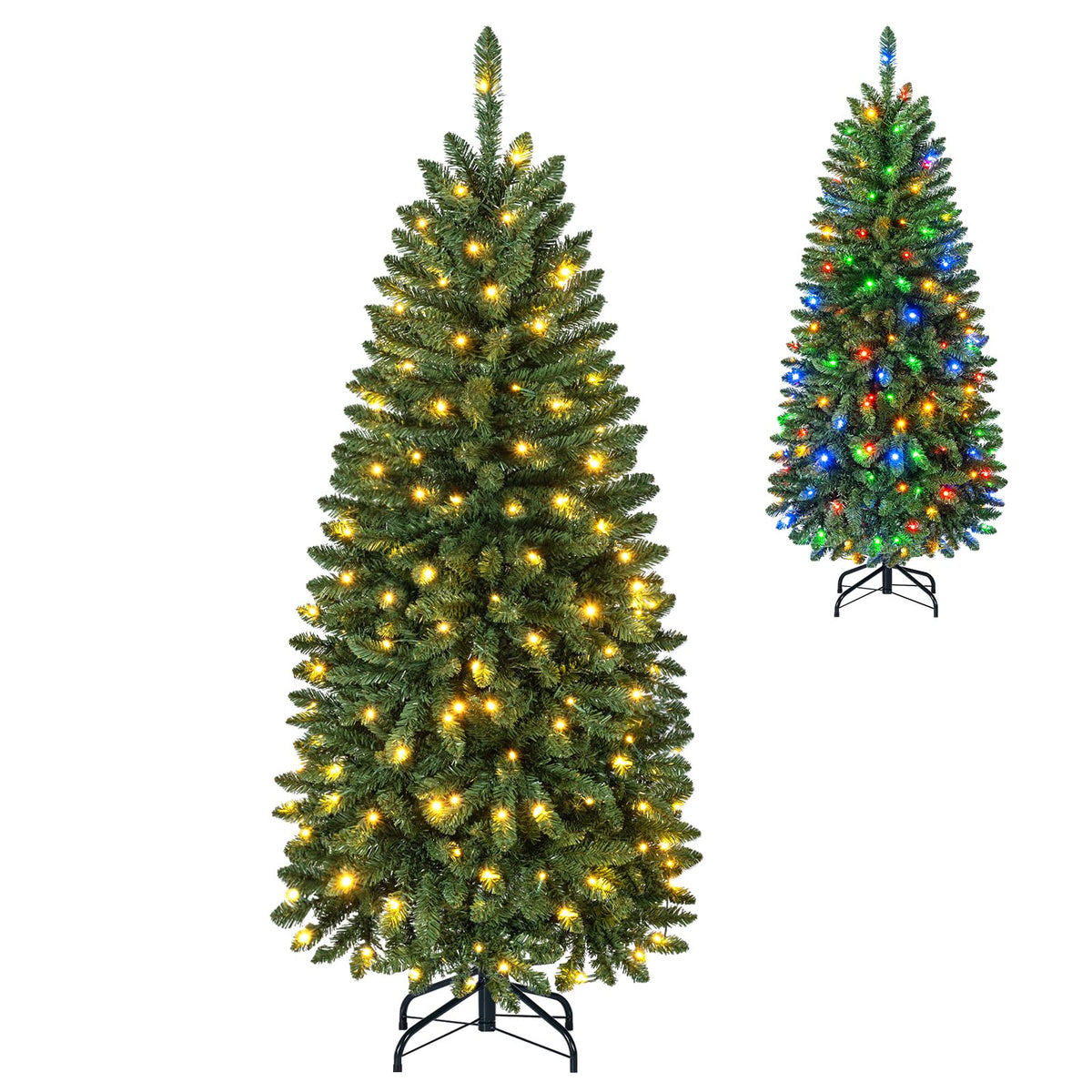 5/6/7FT Pre-lit Christmas Tree, Hinged Xmas Tree