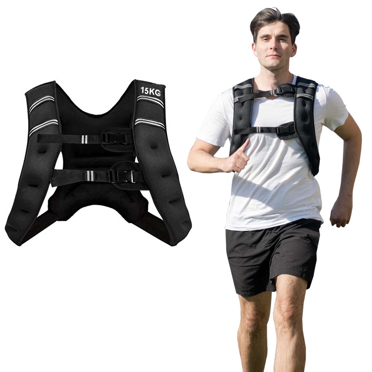 GYMAX 15kg Weight Vest, Strength Training Weighted Vests with Adjustable Buckles