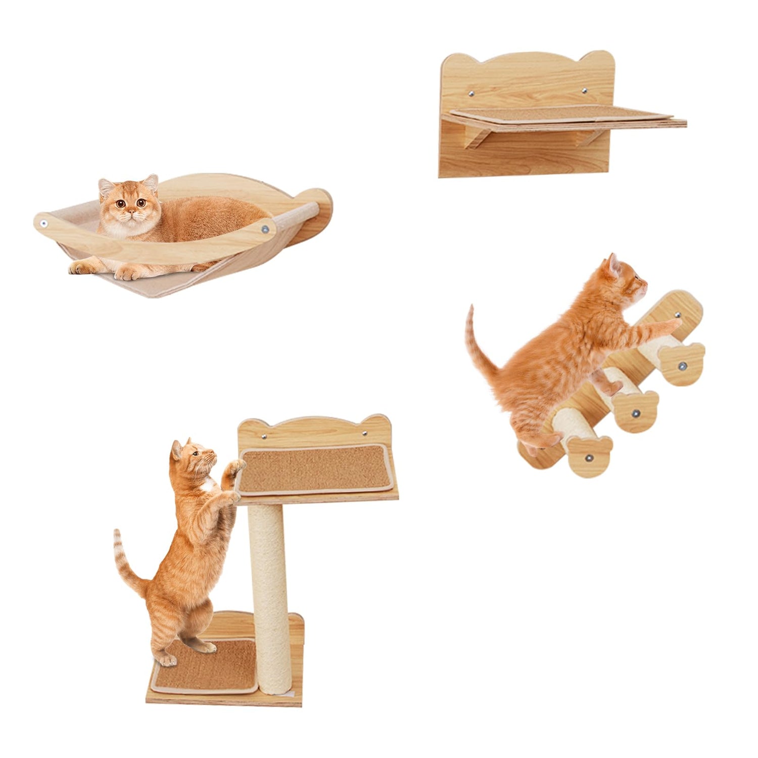 GYMAX 4PCS Wall Mounted Cat Tree